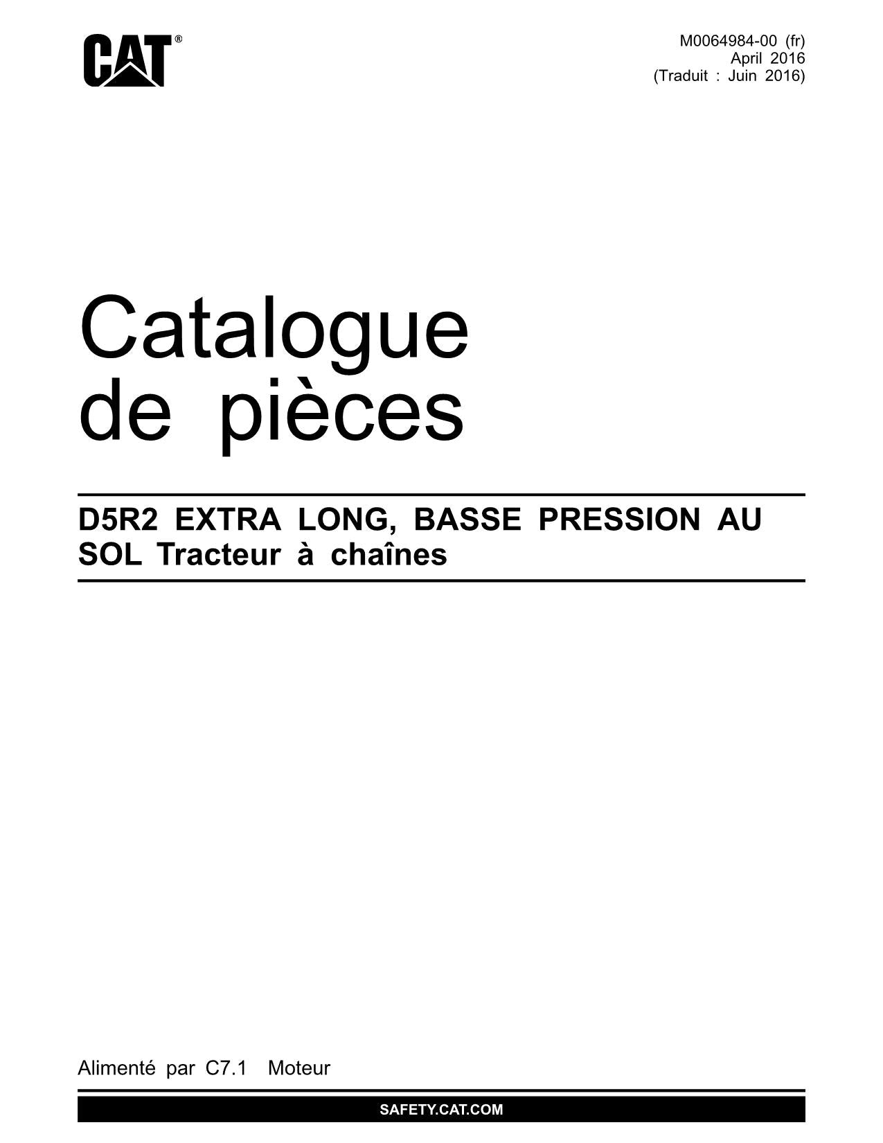 Caterpillar D5R2 XL LGP Tracteur Manuel de catalogue de pièces