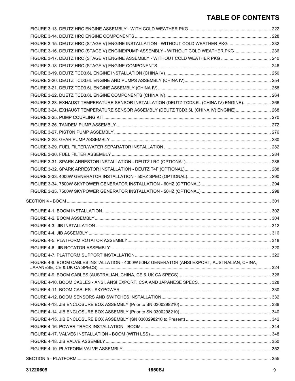 JLG 1850SJ  Boom Lift Parts Catalog Manual 31220609