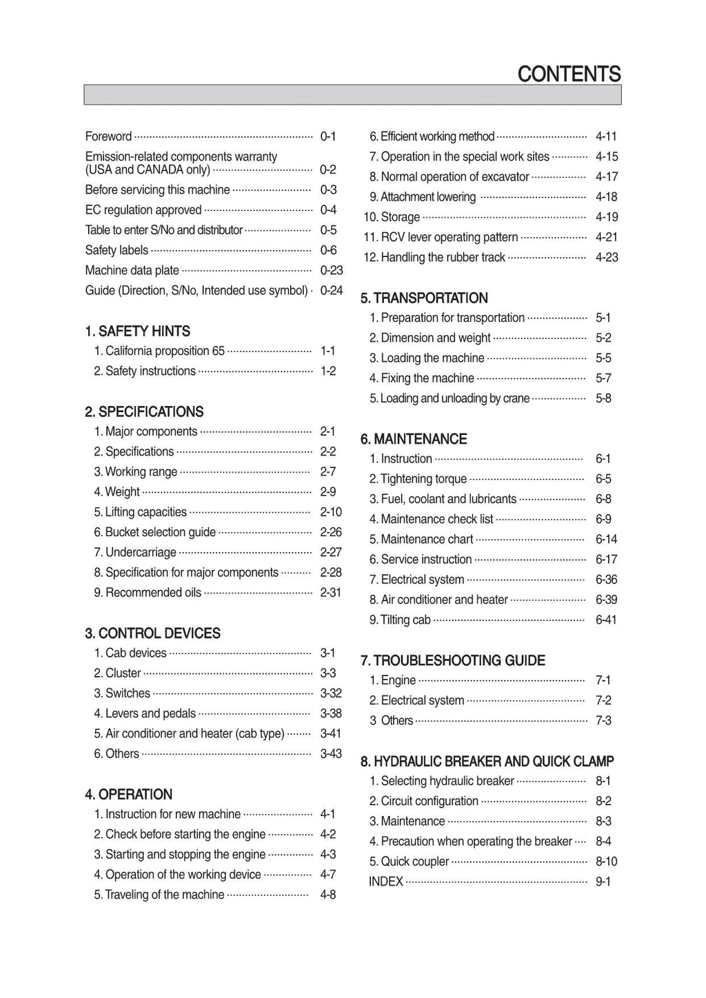 Manual de mantenimiento del operador de la excavadora sobre cadenas Hyundai HX40A