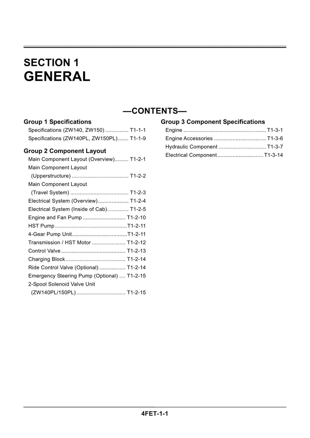 Hitachi ZW140 ZW140PL ZW150 ZW150PL Wheel Loader Technical Operation Manual