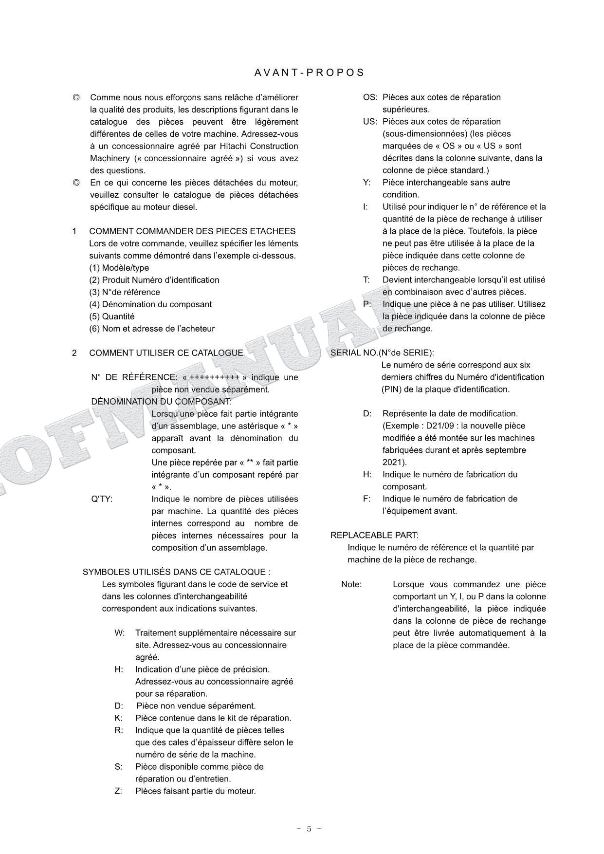HITACHI ZAXIS ZX190LC-7H NA Spec Excavator Parts Catalog Manual SN 000003-