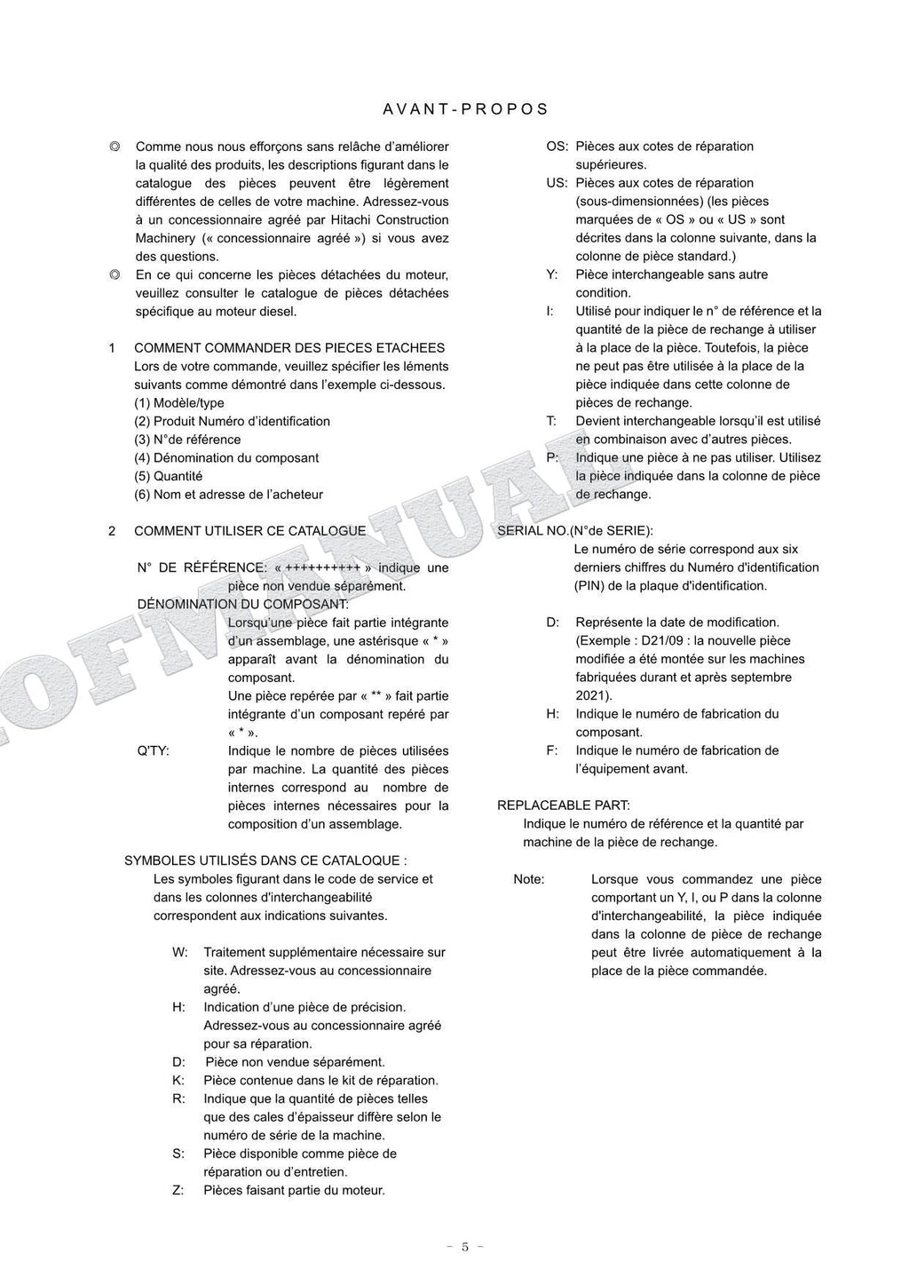 HITACHI ZAXIS ZX75US-7 NA Spec Excavator Parts Catalog Manual