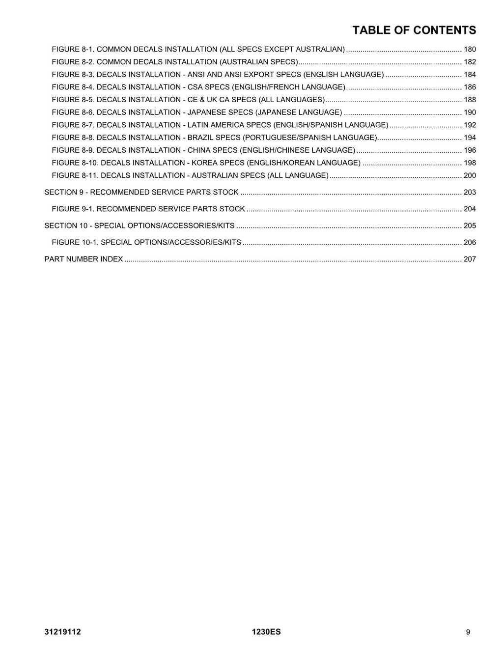 JLG 1230ES Vertical Mast Parts Catalog Manual 31219112