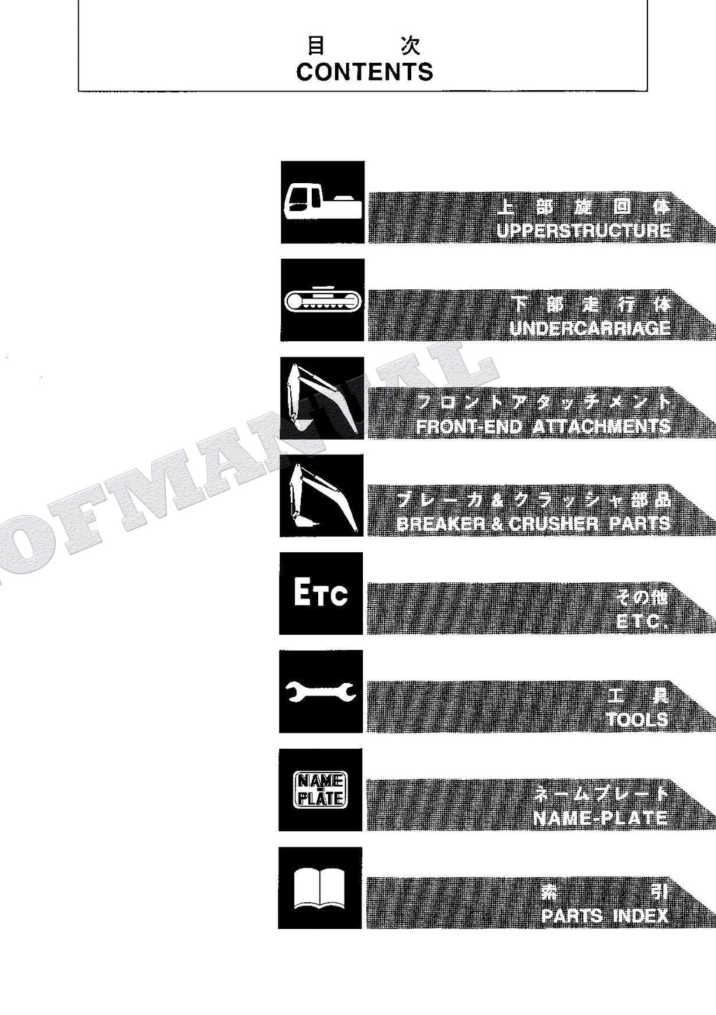 HITACHI EX135USRK Excavator Parts Catalog Manual SN 001001-