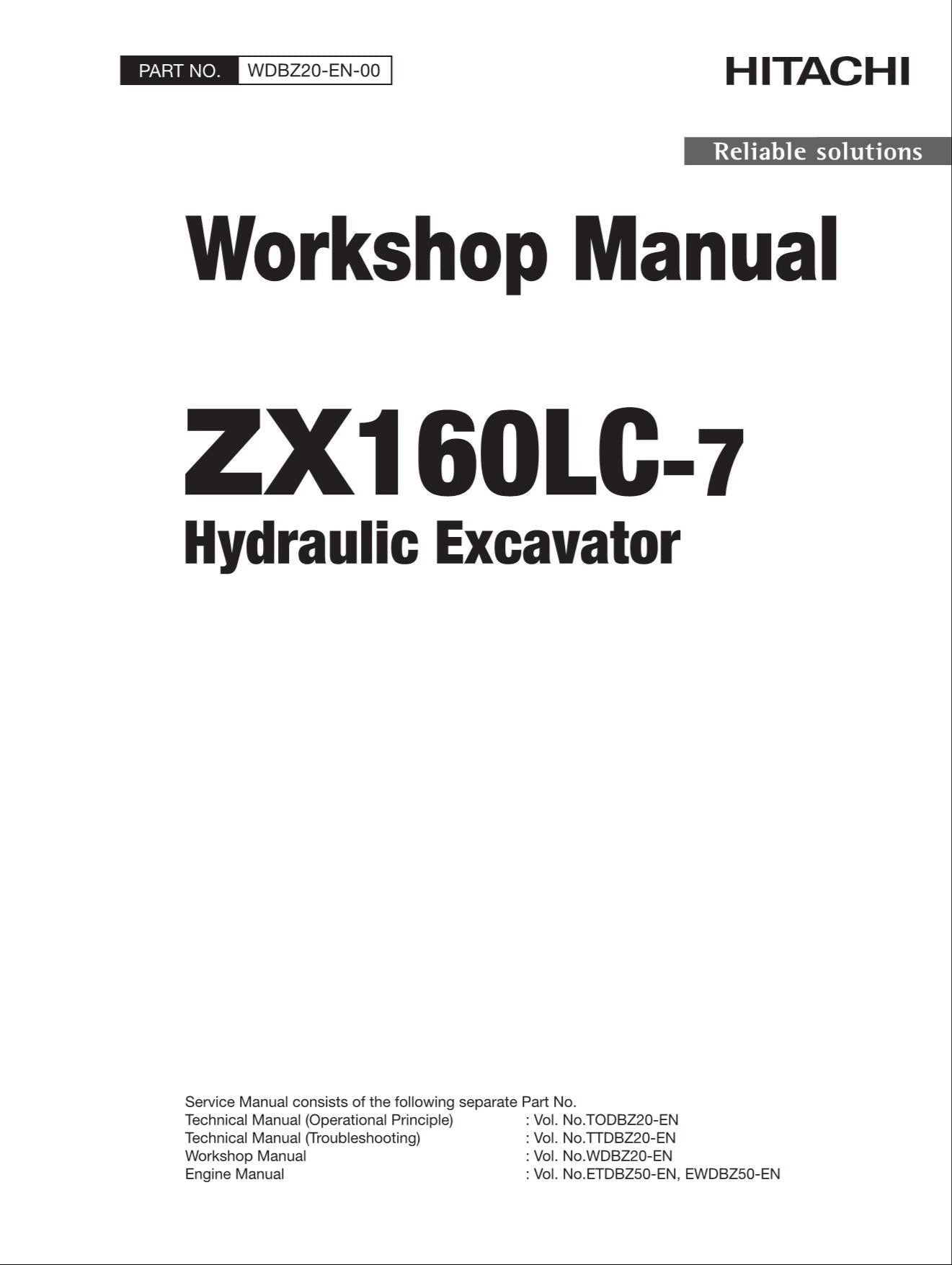 HITACHI ZAXIS ZX160LC-7 Excavator Oceanian market Workshop Service Manual