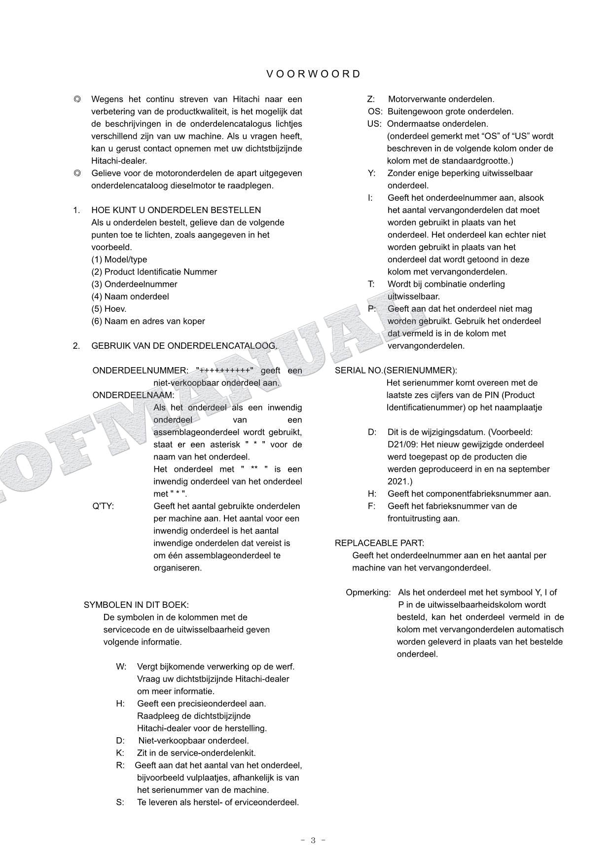 HITACHI ZAXIS ZX135US-7 OCEANIA Spec Excavator Parts Catalog Manual