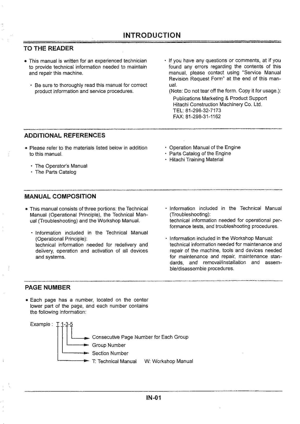 Manual técnico de diagnóstico y esquema de la excavadora HITACHI EX125WD-5