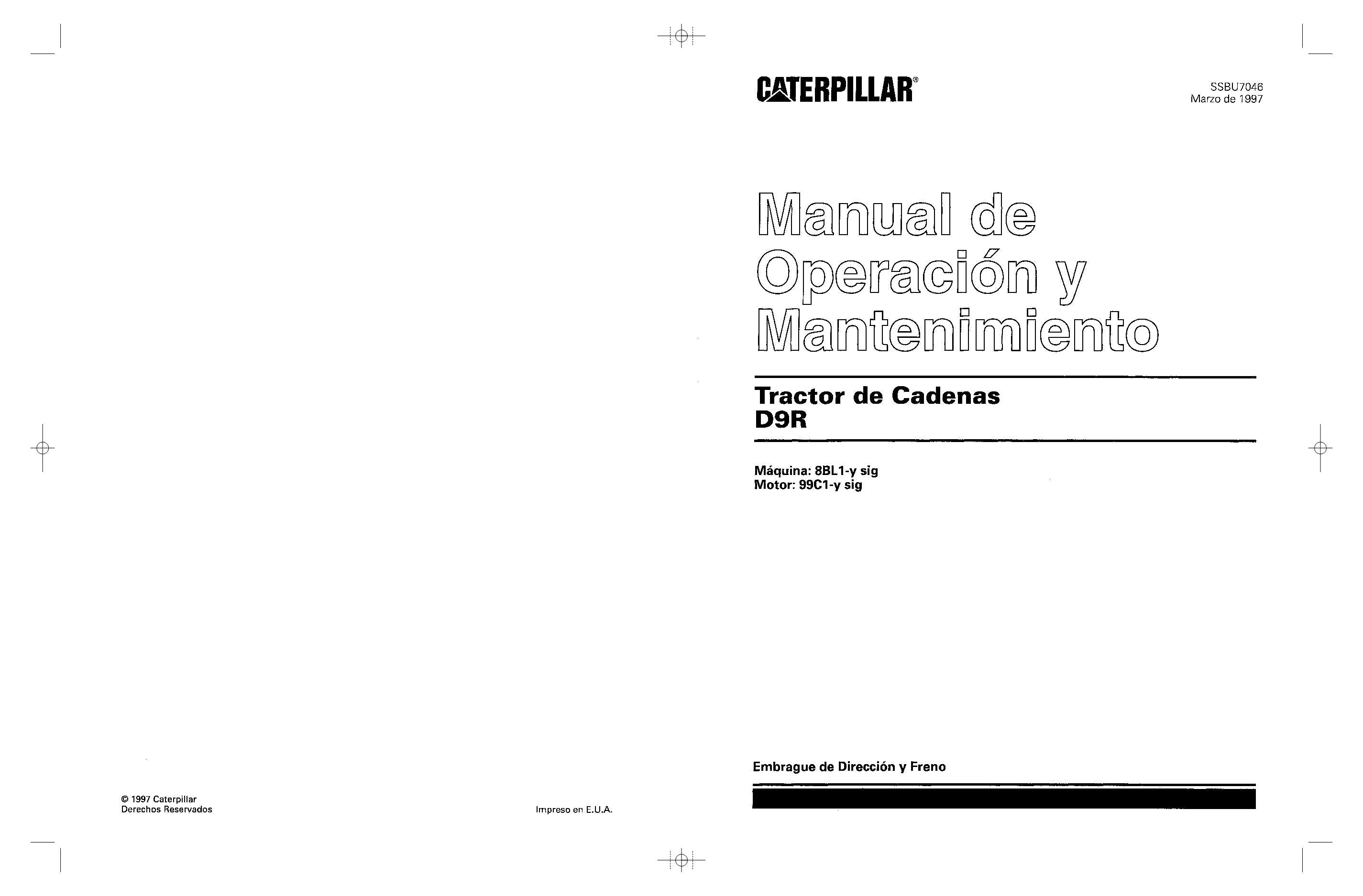 Caterpillar D9R Tractor de Cadenas Manual de Operación 99C1-UP 8BL1-Up Español