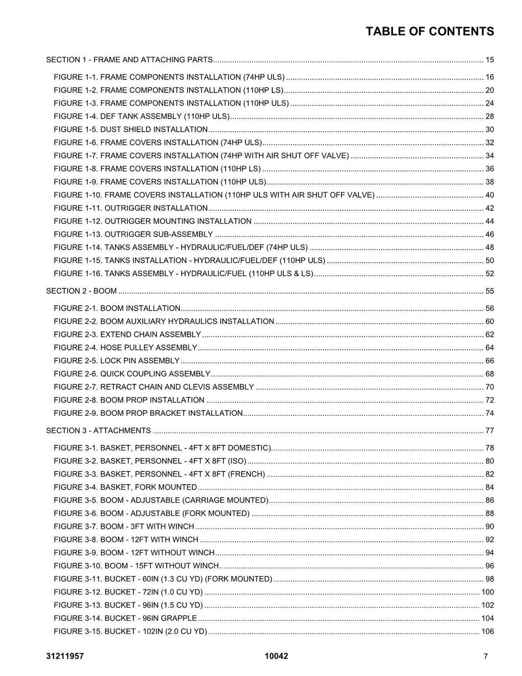 SKYTRAK 10042  Telehandler  Parts Catalog Manual