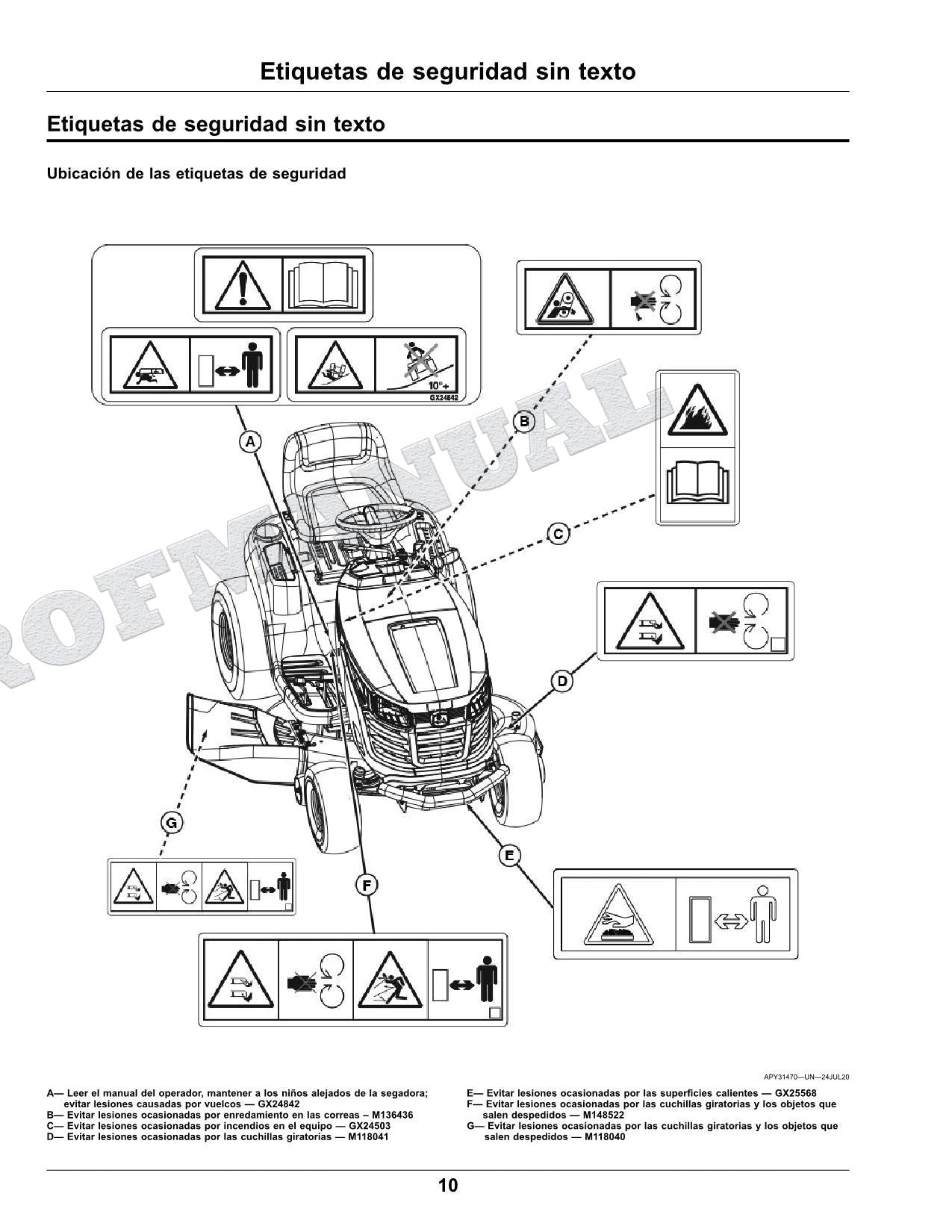 John Deere S100 S110 S120 S130 S140 S160 S170 S180 Tractor Manual del Operador
