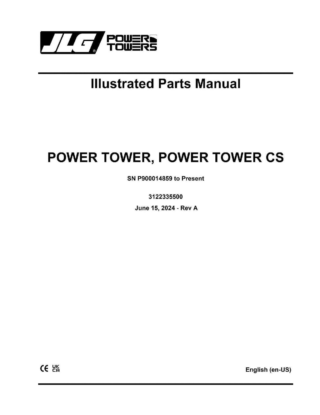 JLG POWER TOWER CS Parts Catalog Manual SN P900014859 to Present