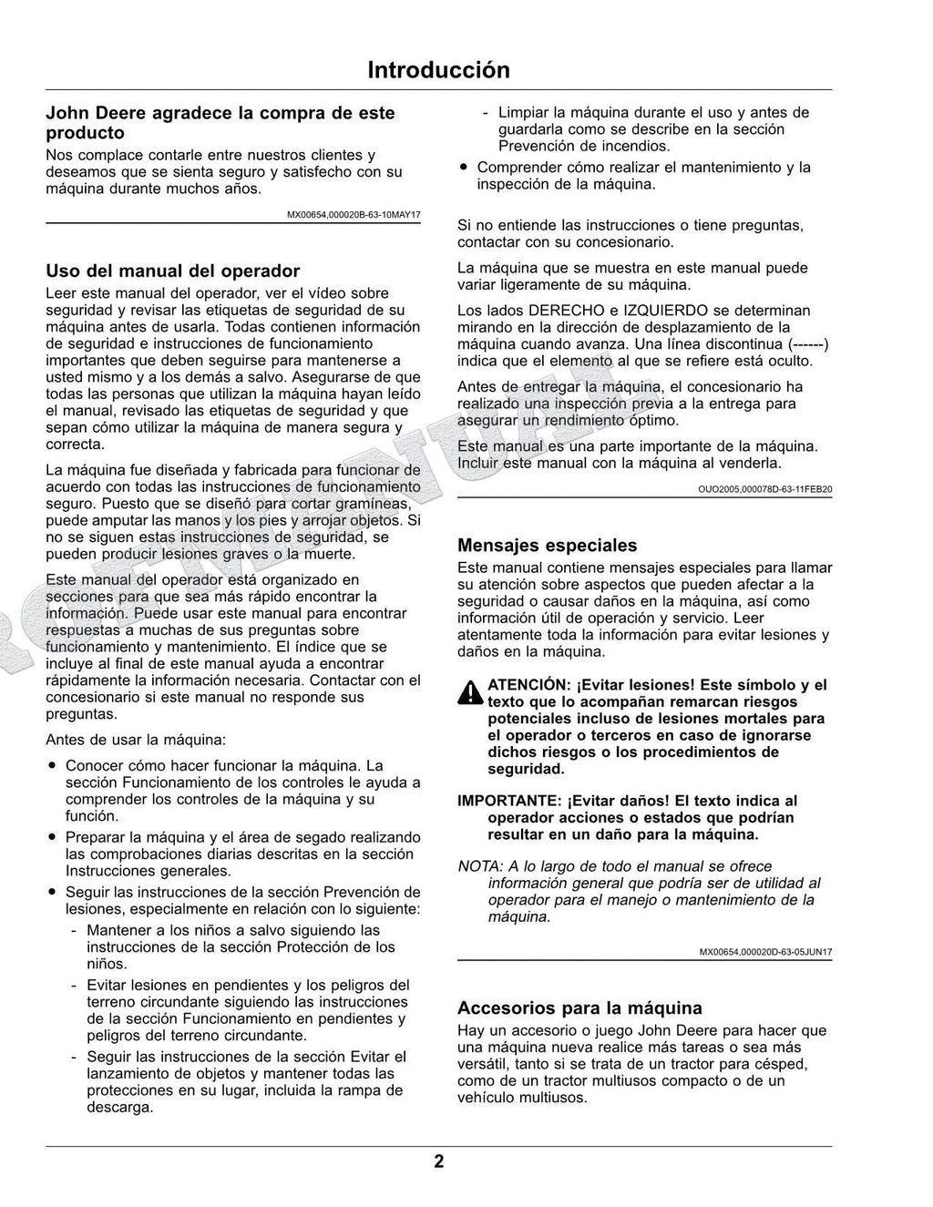 John Deere X750 X754 X758 Tractor Manual del Operador Español SN 090001-