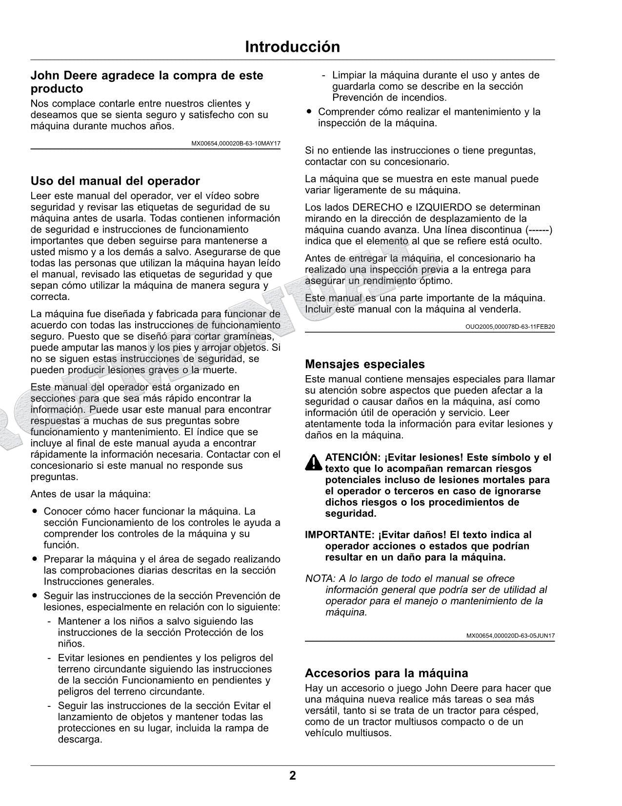 John Deere X750 X754 X758 Tractor Manual del Operador Español SN 090001-