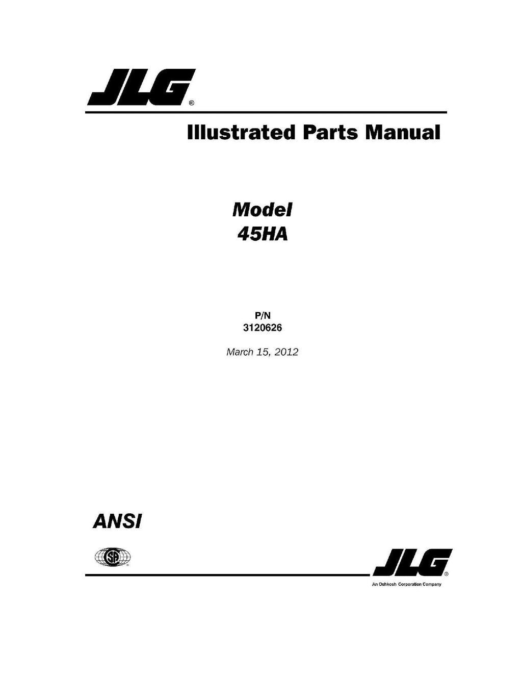 Manual del catálogo de piezas del elevador de pluma JLG 45HA 3120626
