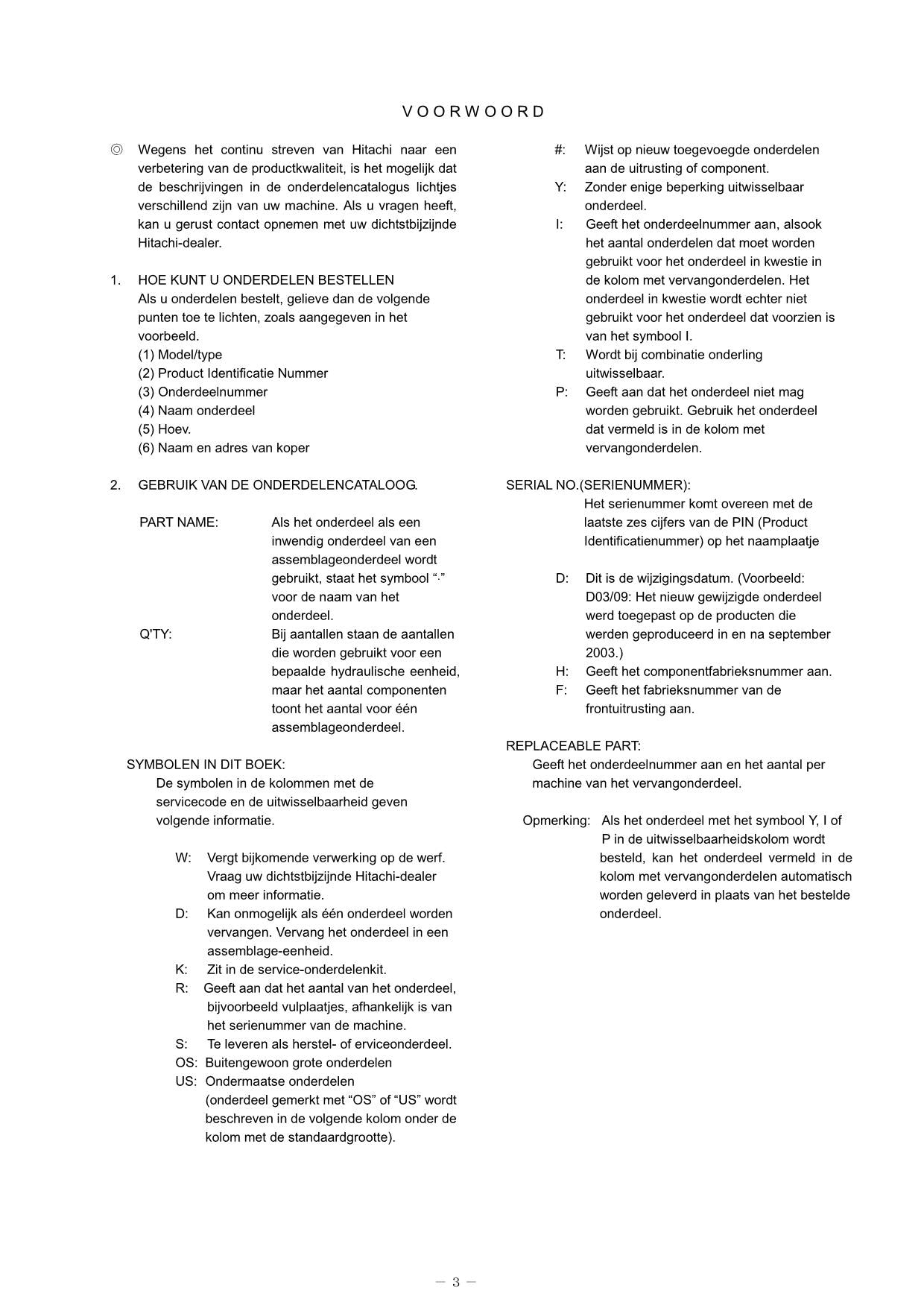 Hitachi ZW95 Equipment Component Wheel Loader Parts Catalog Manual SN 000101-up