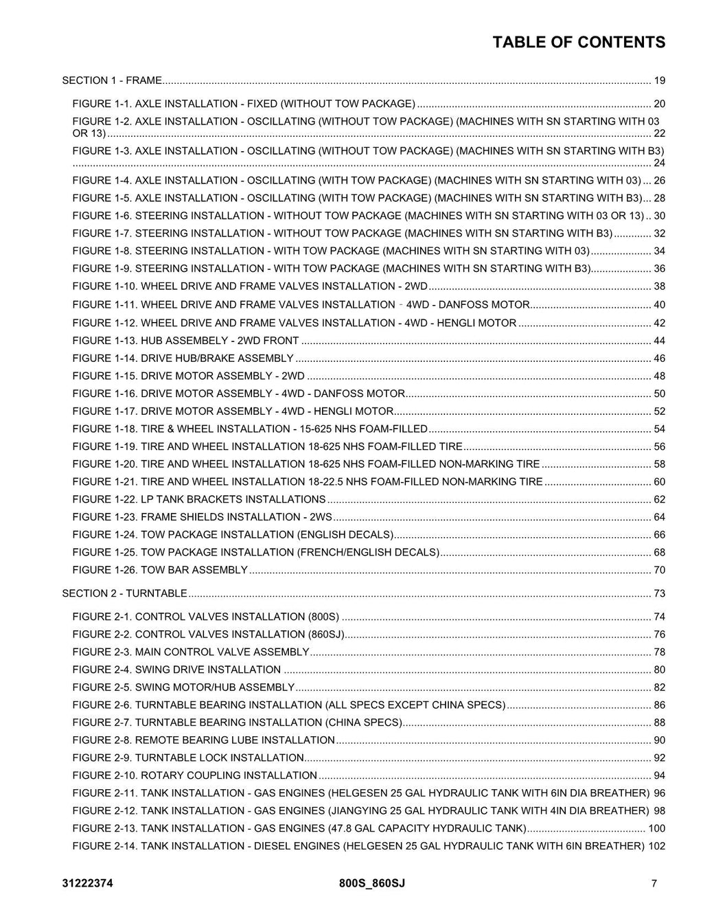 Manual del catálogo de piezas del elevador de pluma JLG 800S 860SJ