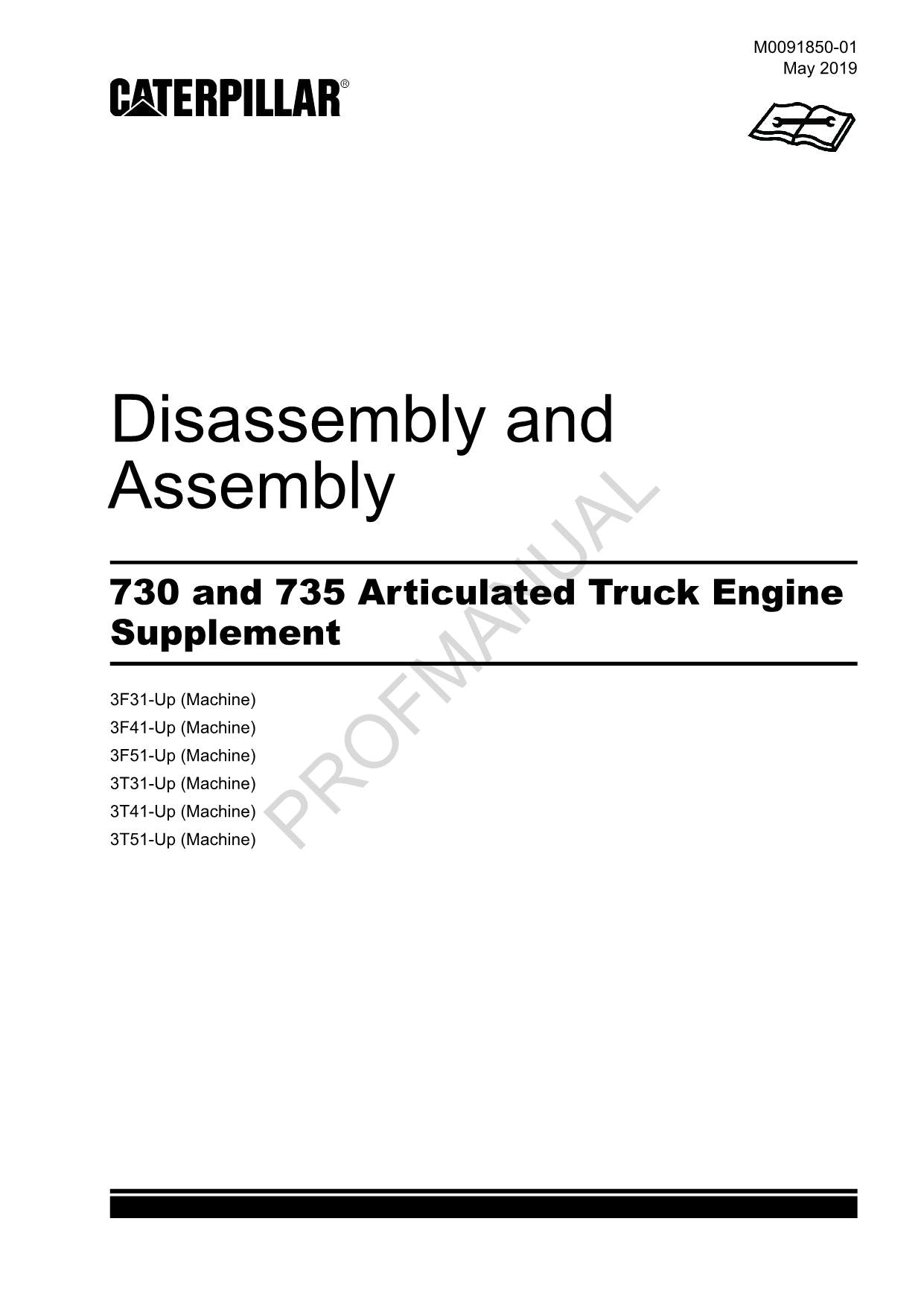 Manual de servicio de desmontaje y montaje de motor de camión articulado Caterpillar 730 735