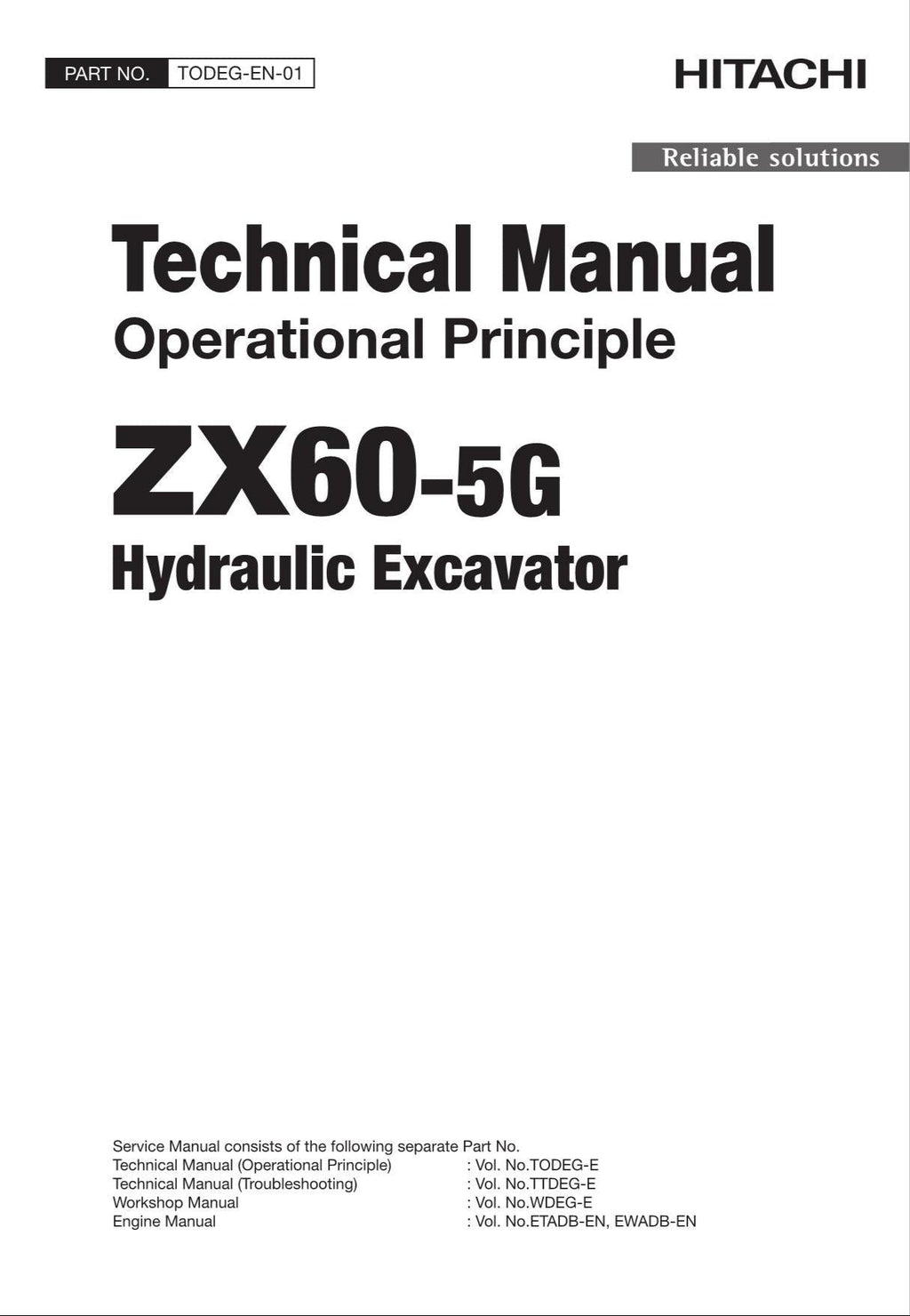 HITACHI ZAXIS ZX60-5G Excavator Operational Principle Technical Manual