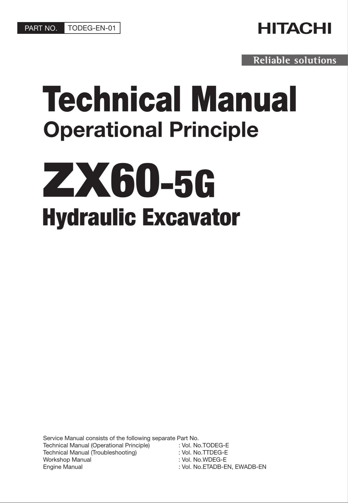 HITACHI ZAXIS ZX60-5G Excavator Operational Principle Technical Manual