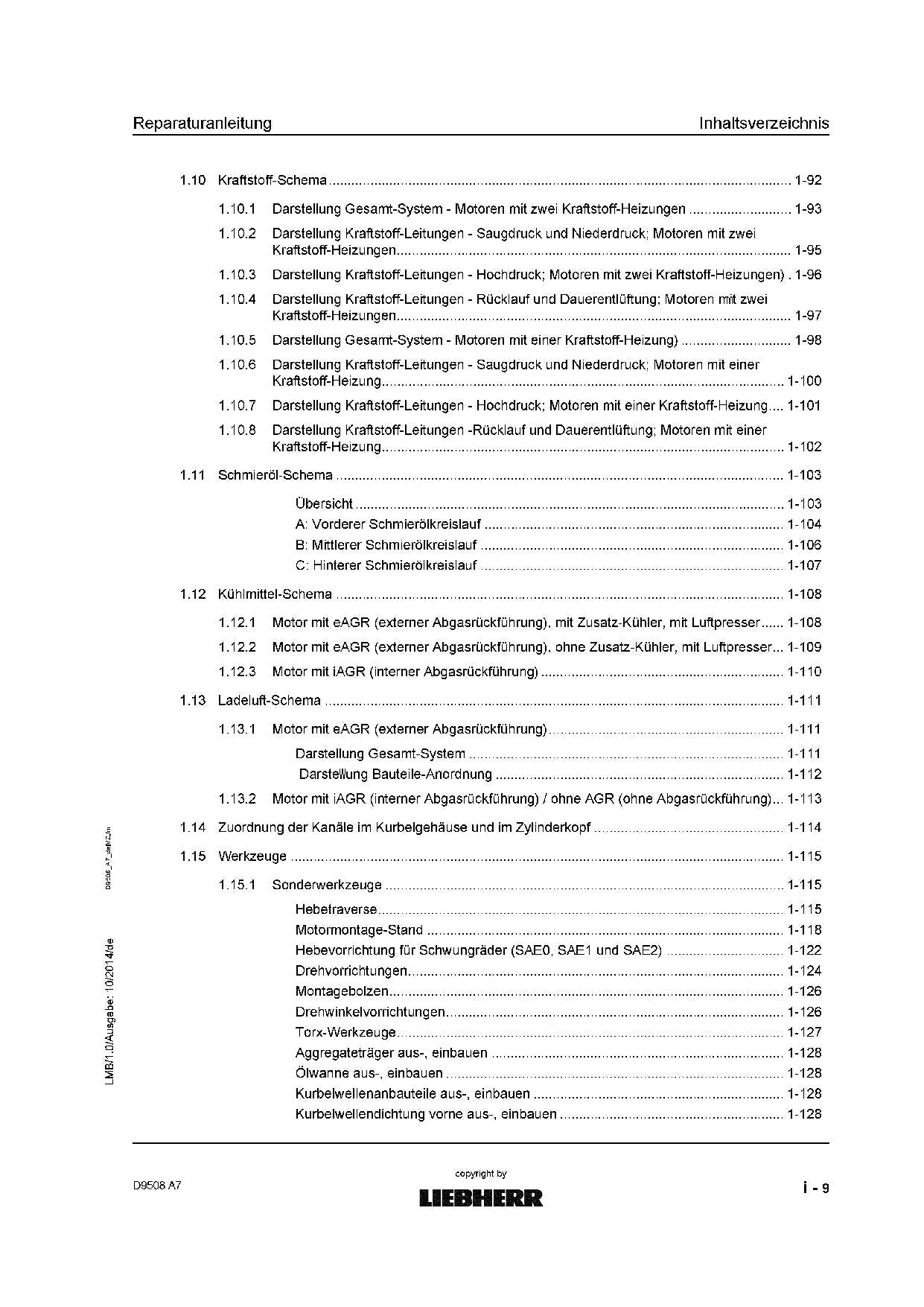 Liebherr D9508 A7 Dieselmotor Reparaturanleitung