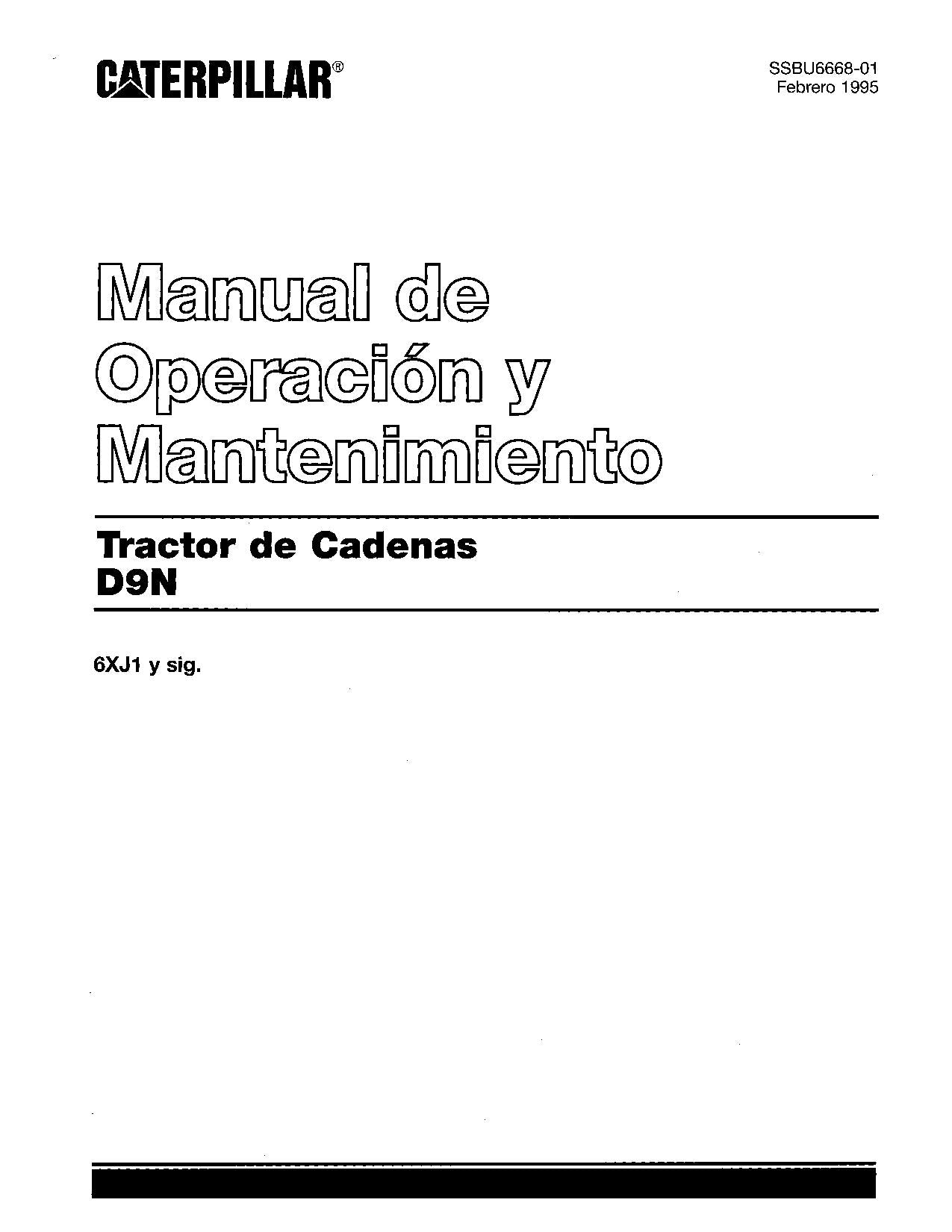 Caterpillar D9N Tractor de Cadenas Manual de Operación y Mantenimiento 6XJ1-Up