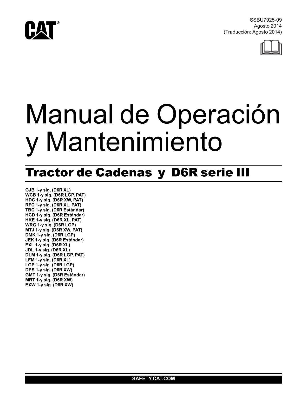 Caterpillar D6R Serie III Tractor de Cadenas Manual de Operación y Mantenimiento