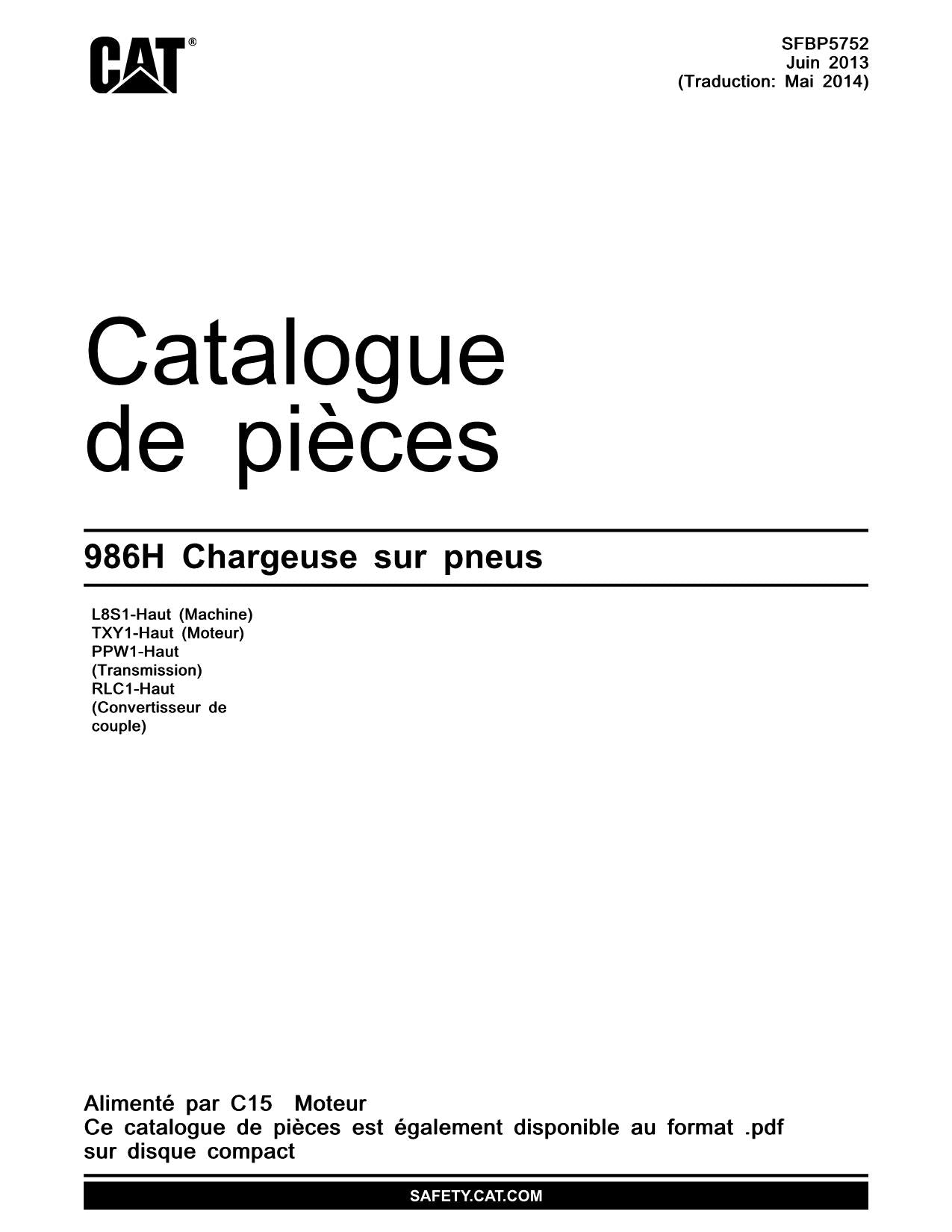 Caterpillar Chargeuse sur pneus Manuel de catalogue de pièces SFBP5752