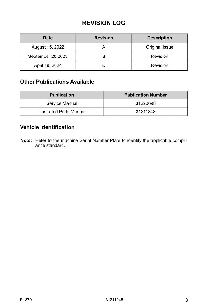 JLG R1370 Telehandler Maintenance Operation Operators Manual
