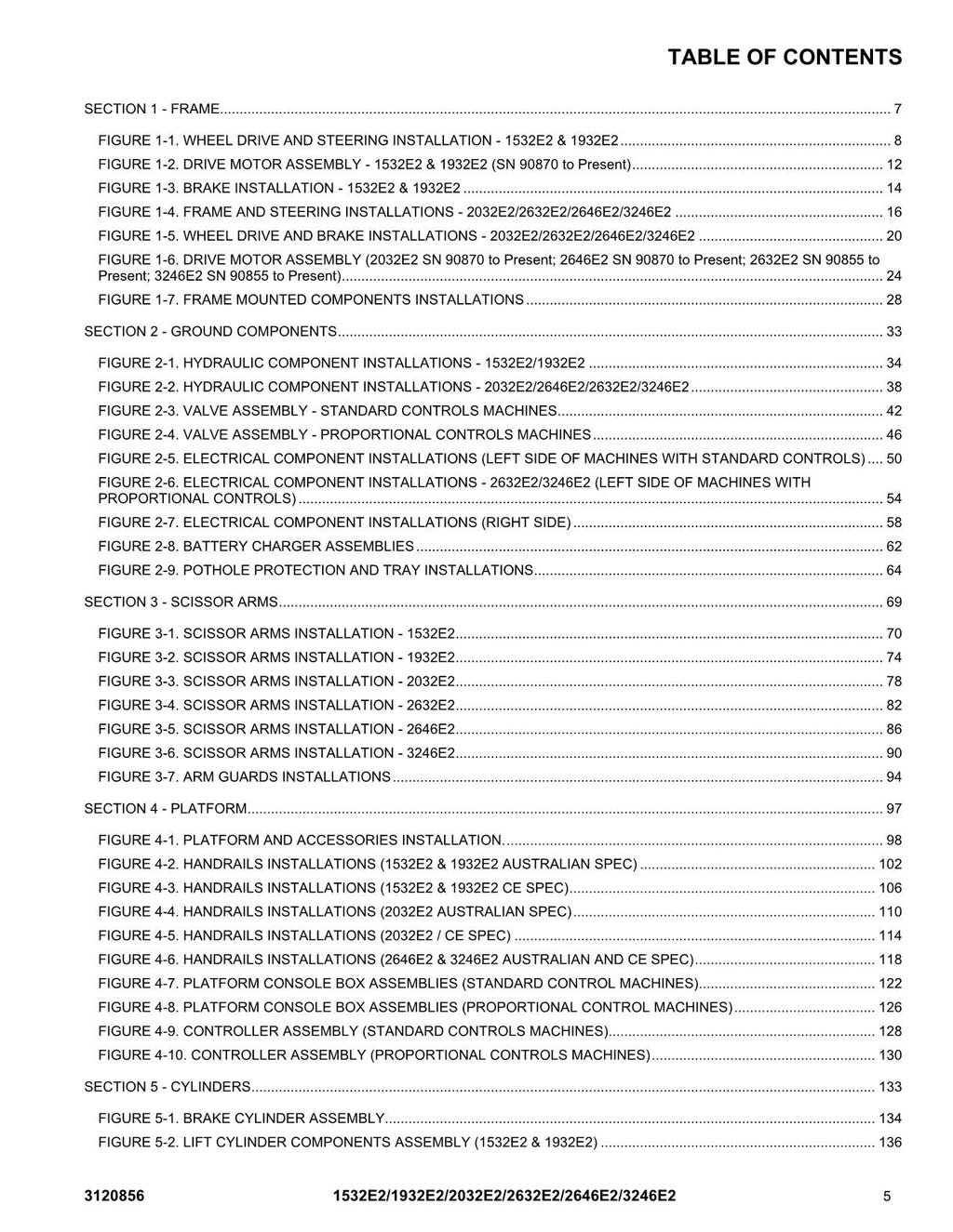 JLG 1532E2 1932E2 2032E2 2632E2 2646E2 3246E2 Lift Parts Catalog Manual 3120856