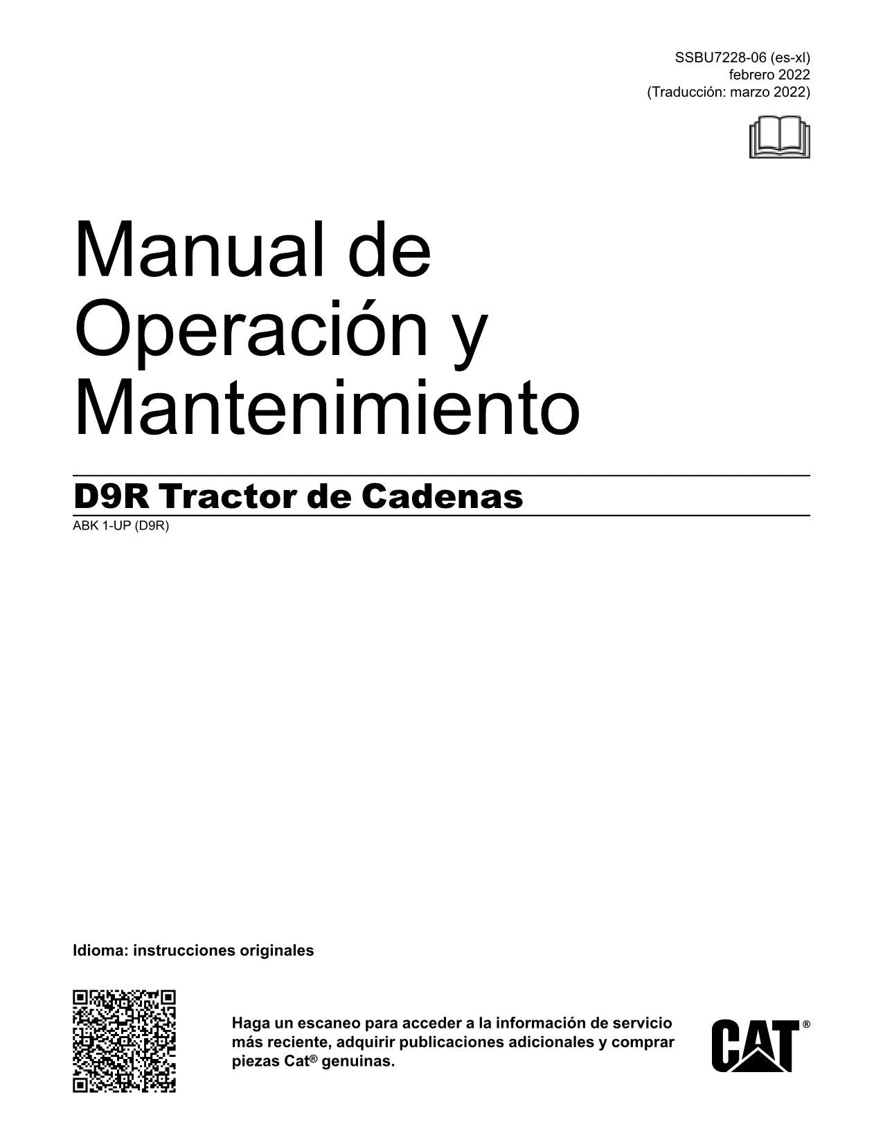Caterpillar D9R Tractor de Cadenas Manual de Operación y Mantenimiento ABK1-Up