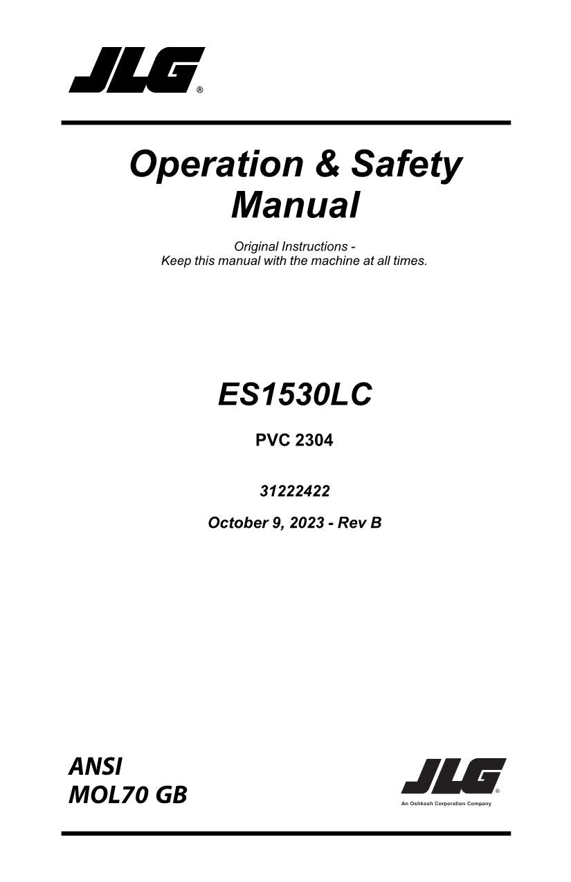 Manual del operador de mantenimiento y operación del elevador de tijera JLG ES1530LC 31222422