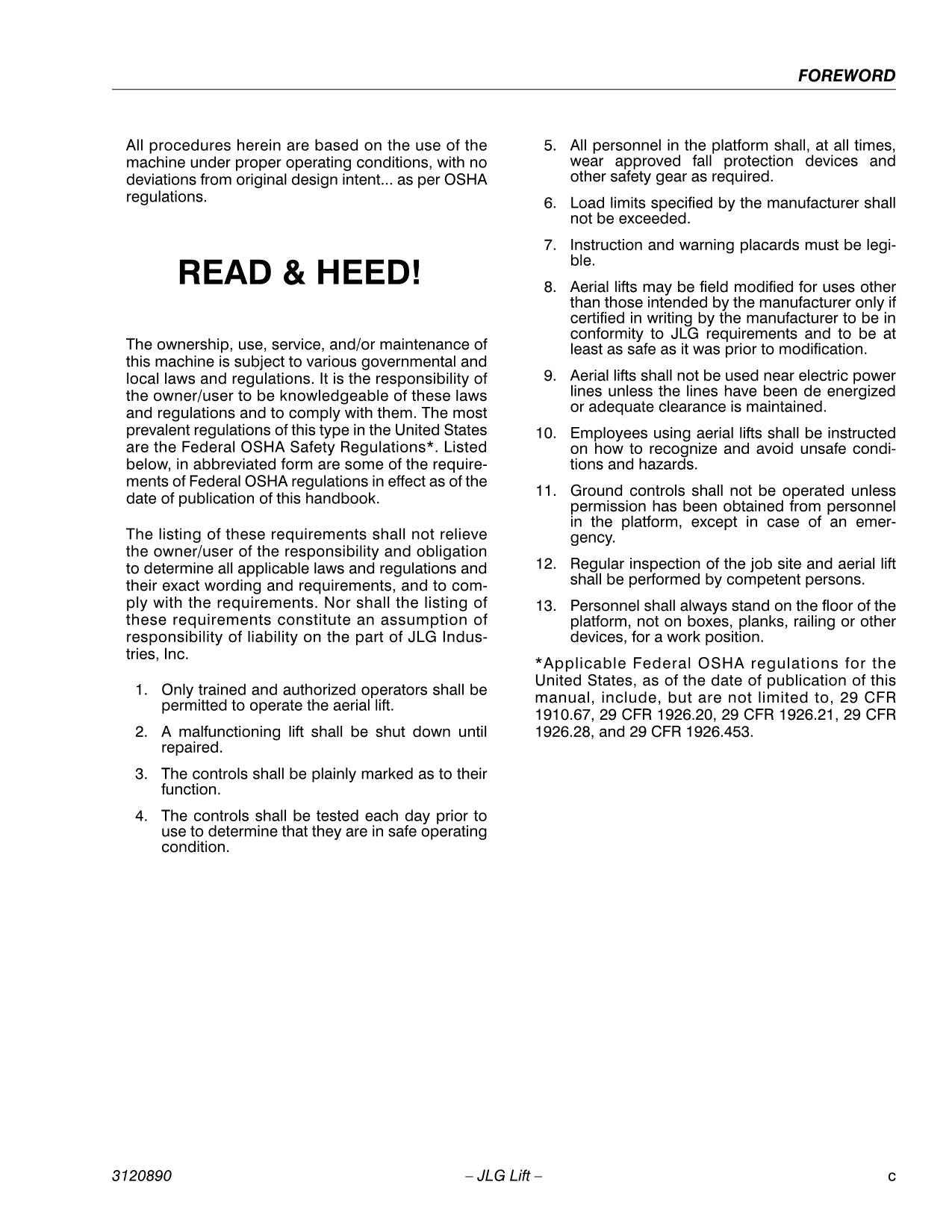 JLG 80HX 80HX+6 Boom Lift Maintenance Operation Operators Manual 3120890