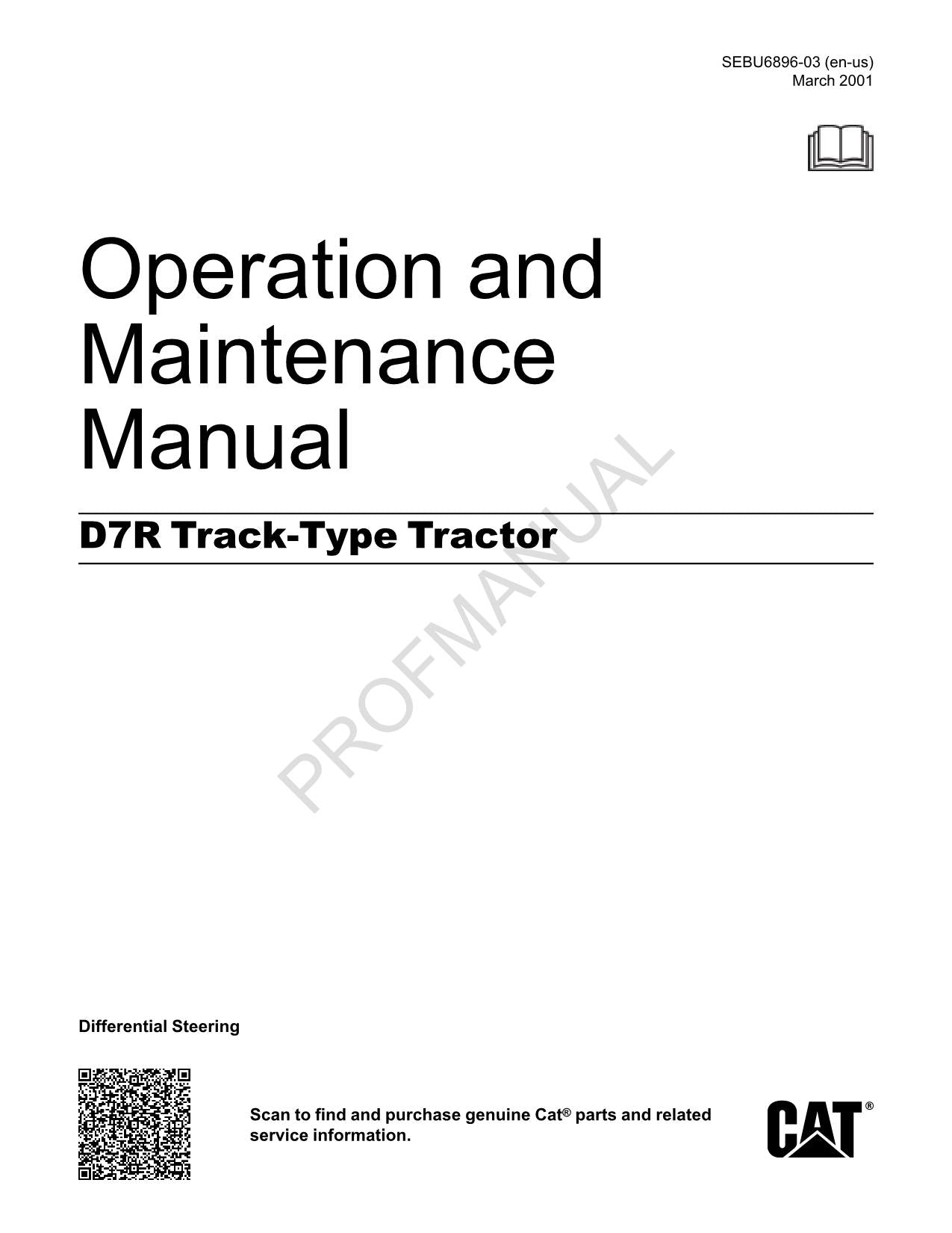 Manual de mantenimiento del operador del tractor de cadenas Caterpillar D7R SEBU6896