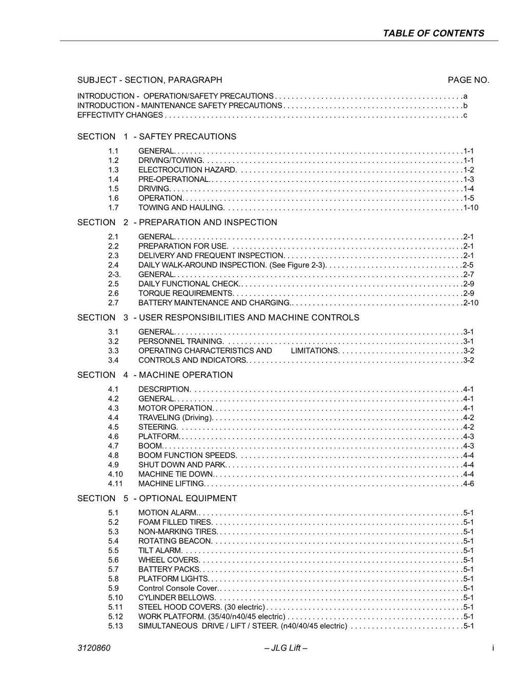 JLG 30e 35e 40e 45e n35e n40e Boom Lift Maintenance Operators Manual 3120860