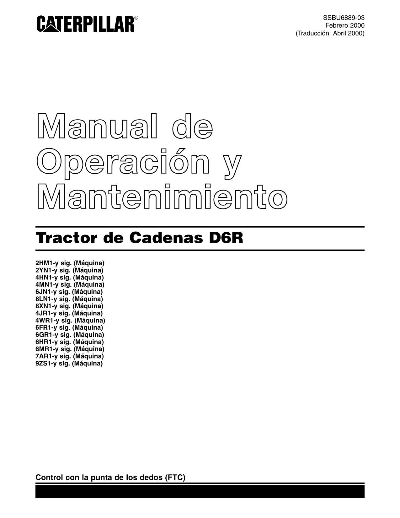 Caterpillar D6R Tractor de Cadenas Manual de Operación y Mantenimiento SSBU6889