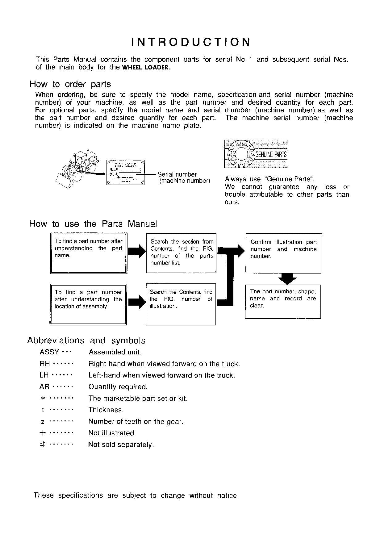Hitachi LX300-7 Wheel Loader Parts Catalog Manual SN 00101