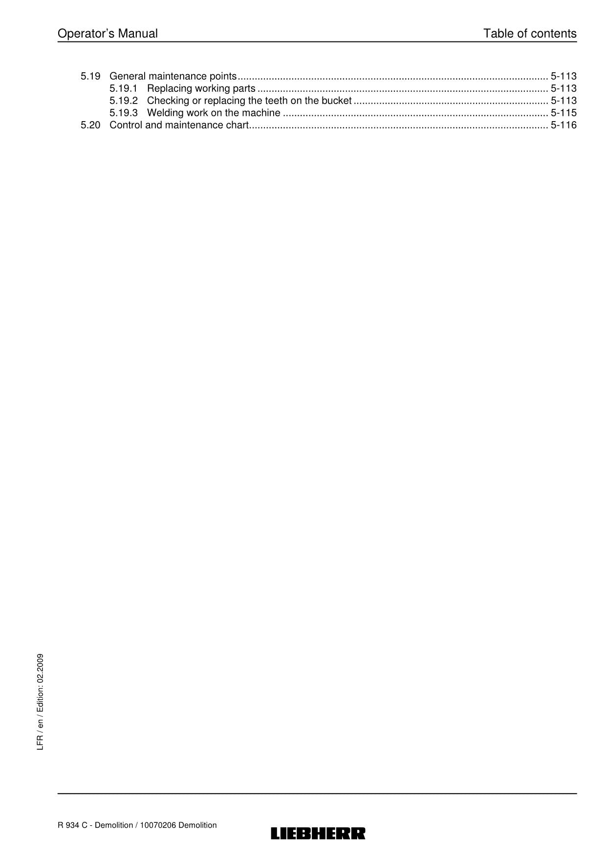 Liebherr R934 C Demolition Excavator Operators manual serial 22324