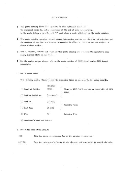 Manual del catálogo de piezas de la excavadora Hitachi EX5-2