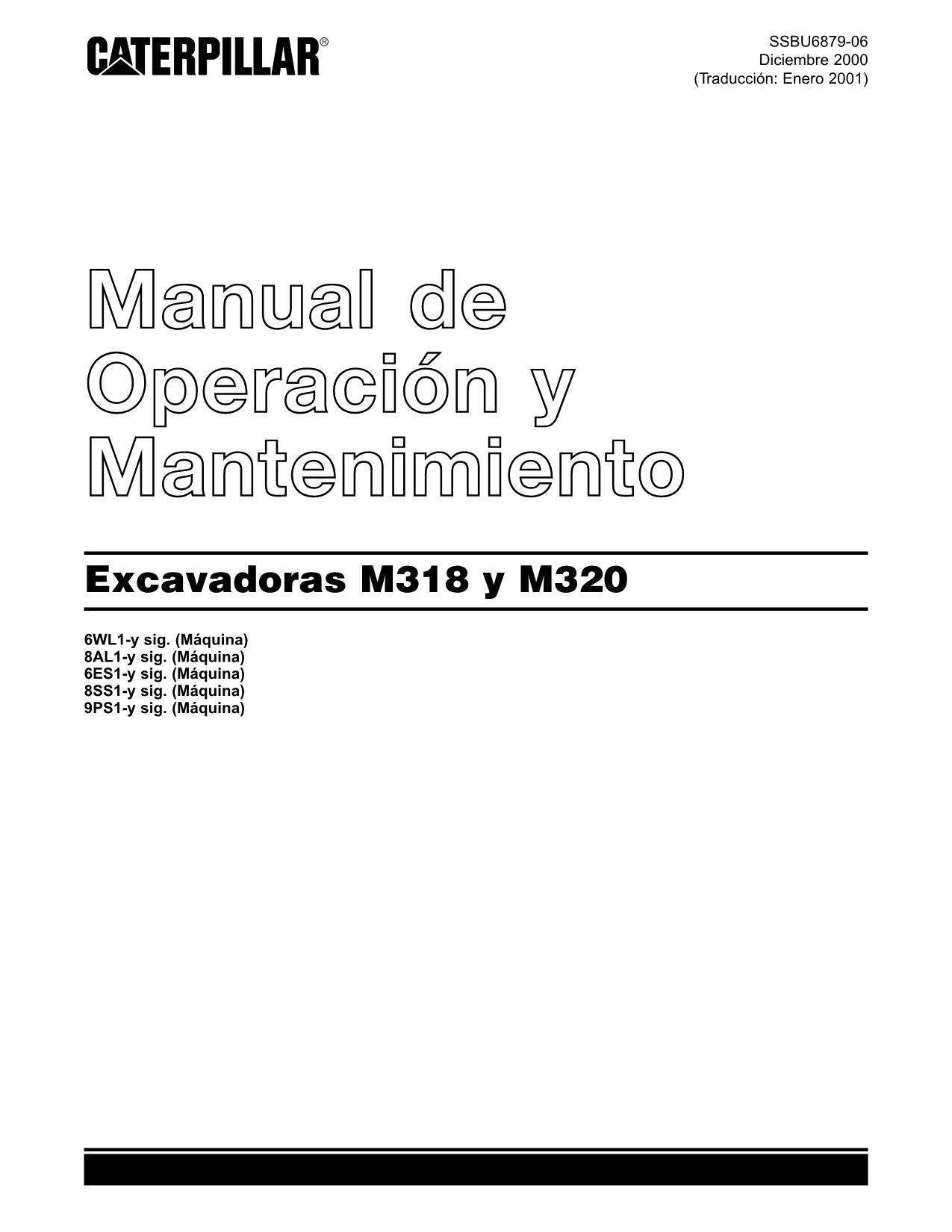 Caterpillar M318 M320 Excavadora Manual de Operación y Mantenimiento Español
