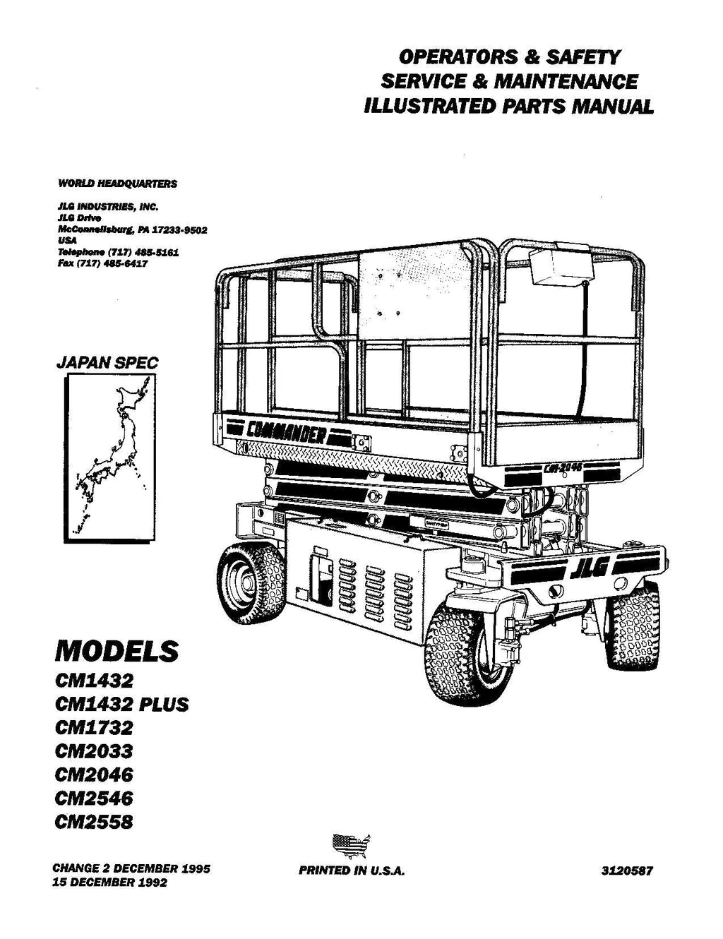 JLG CM1432 CM1432PLUS CM1732 Lift Operation Parts Catalog Service Manual
