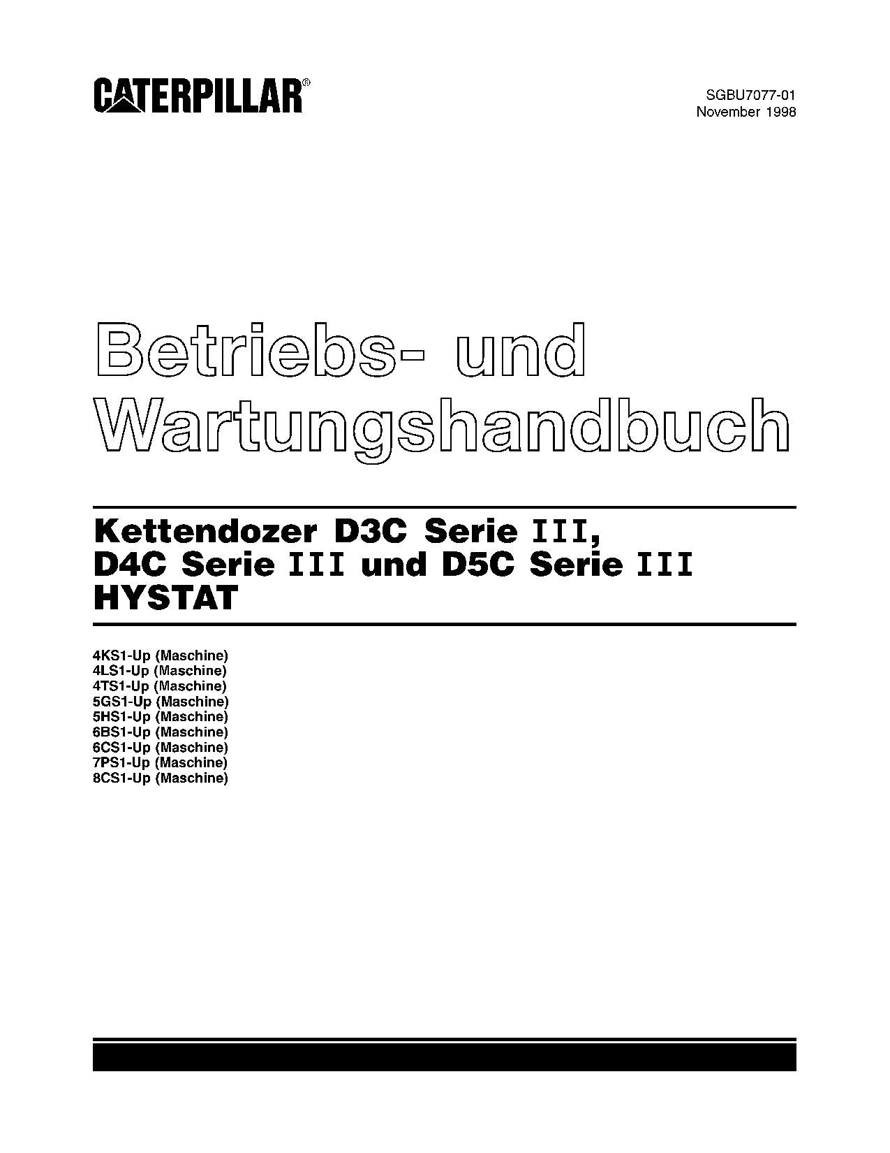 Caterpillar D3C D4C D5C Series III Bulldozer Betriebsanleitung Wartungshandbuch