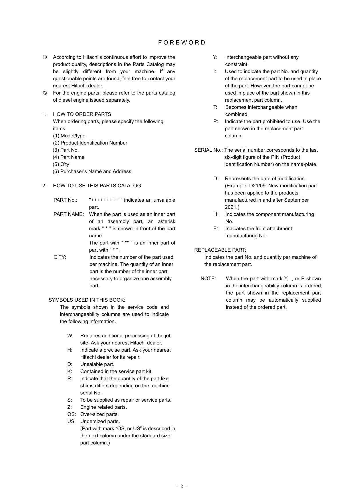 Hitachi ZW80-5B General Export Wheel Loader Parts Catalog Manual SN 020001-up