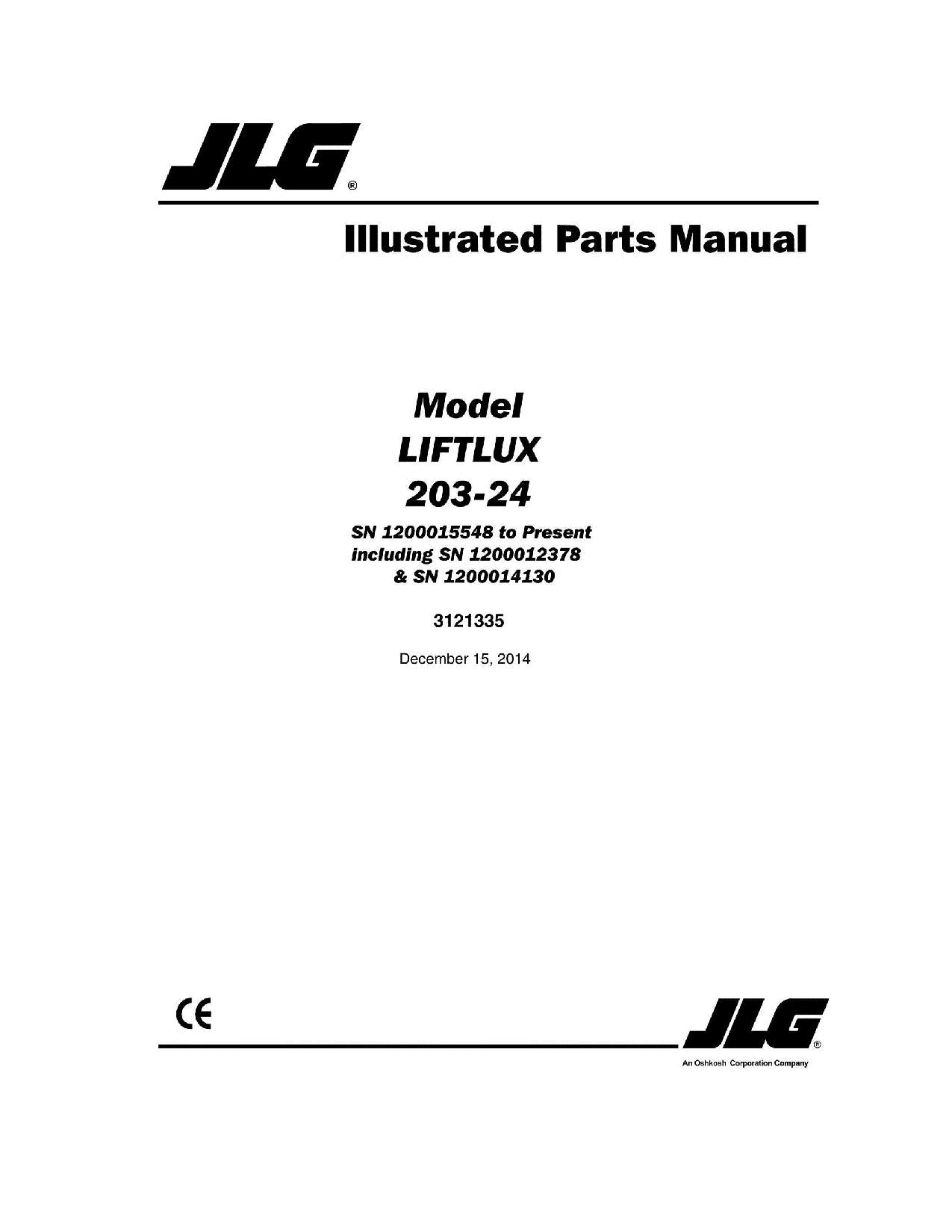 LIFTLUX 203-24 Scissor Lift Parts Catalog Manual