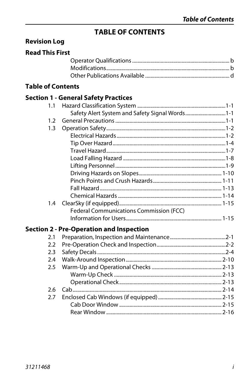 Manual del operador de mantenimiento y operación del manipulador telescópico JLG 832 925 31211468