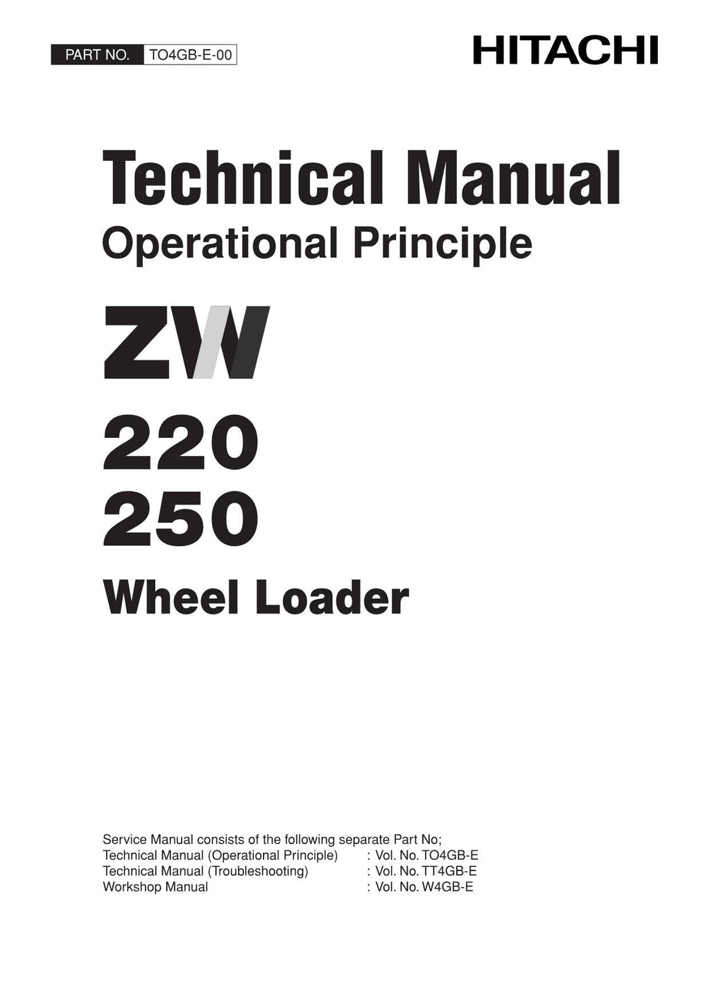 Hitachi ZW220 ZW250 EU Specif Loader Technical Manual Operational Principle