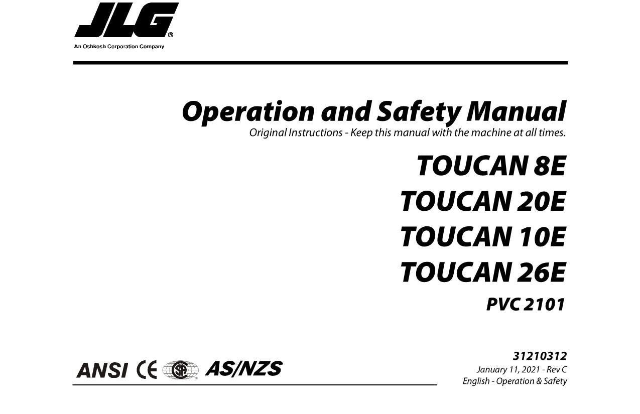 TOUCAN 10E 20E 26E 8E Vertical Lift Maintenance Operators Manual 31210312