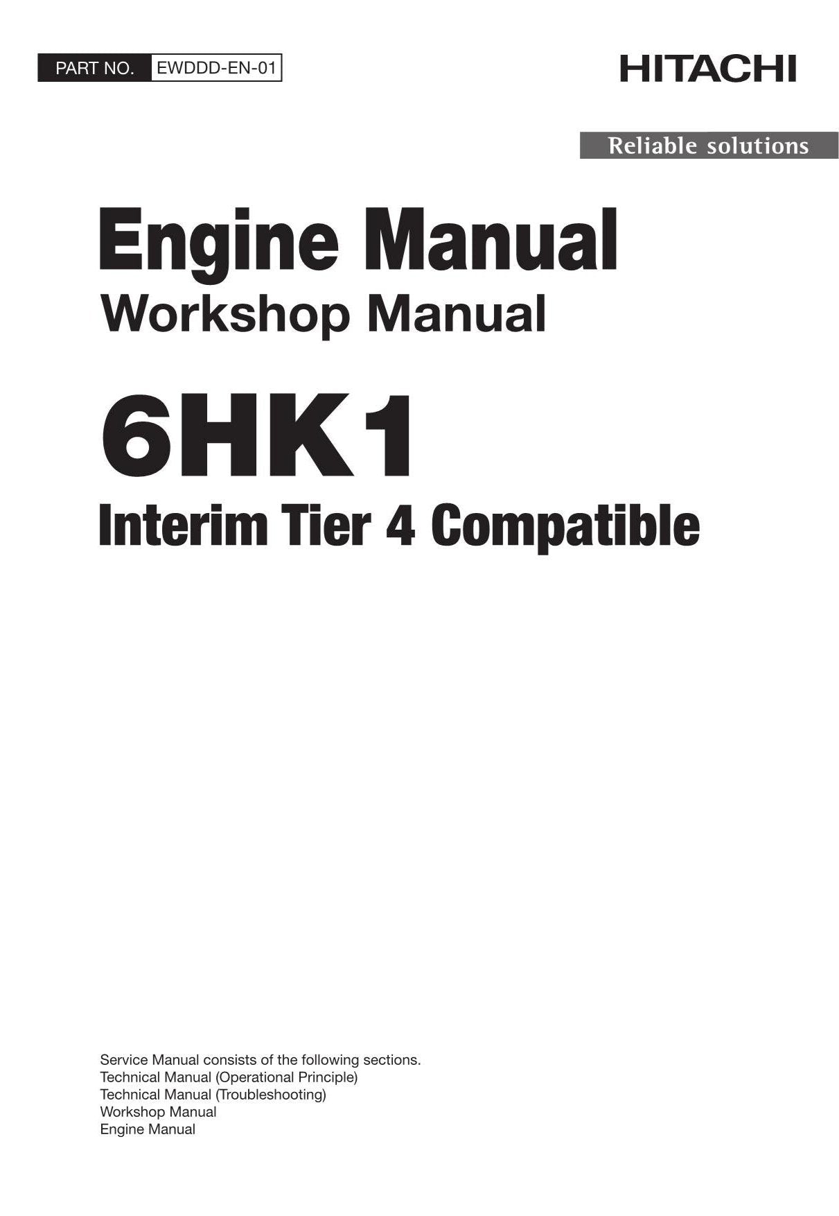 Hitachi 6HK1 Tier 4 Workshop Engine Service Repair manual EWDDD-EN-01