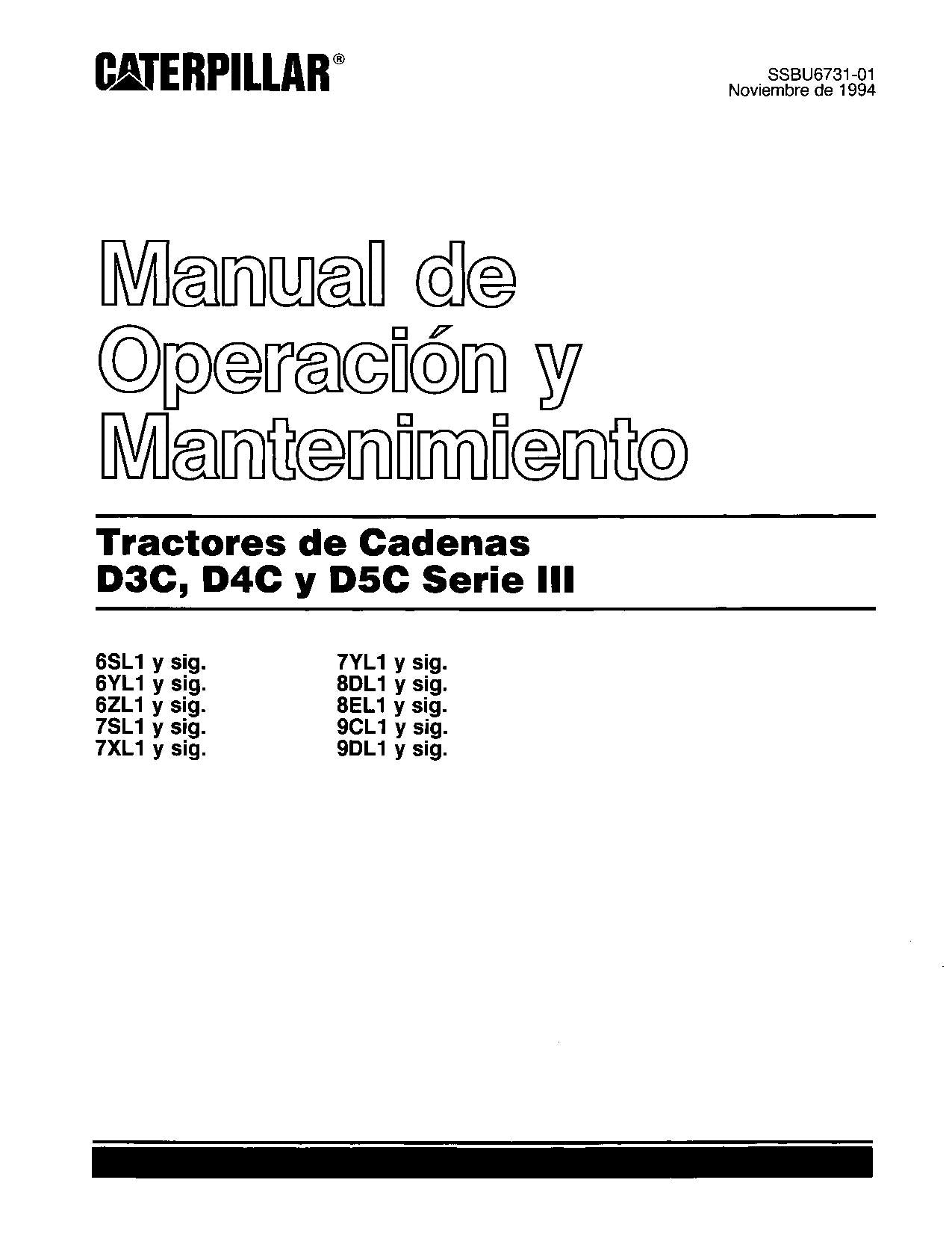 Caterpillar D3C D4C D5C Serie III Tractor Manual de Operación y Mantenimiento