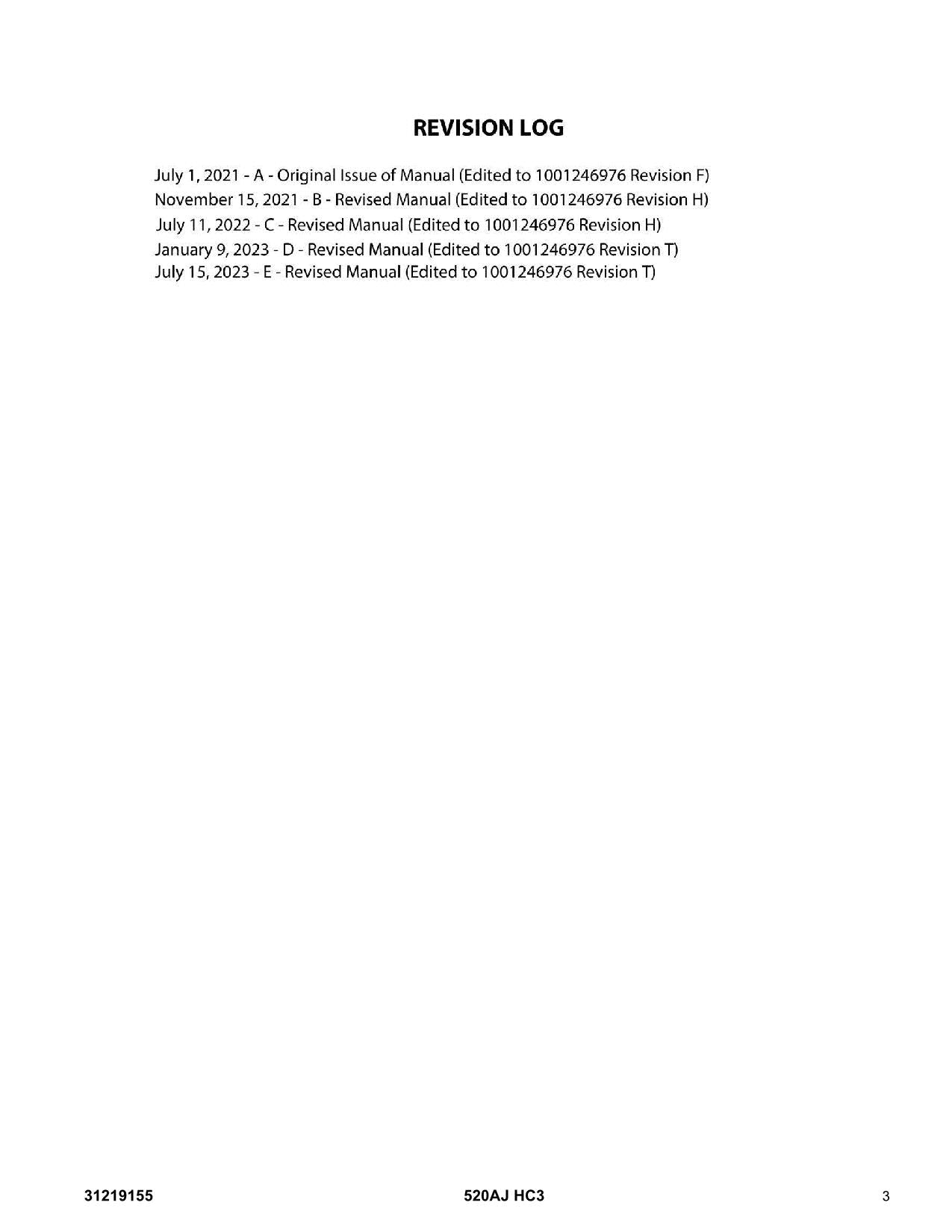 JLG 520AJ HC3 Boom Lift  Parts Catalog Manual 31219155