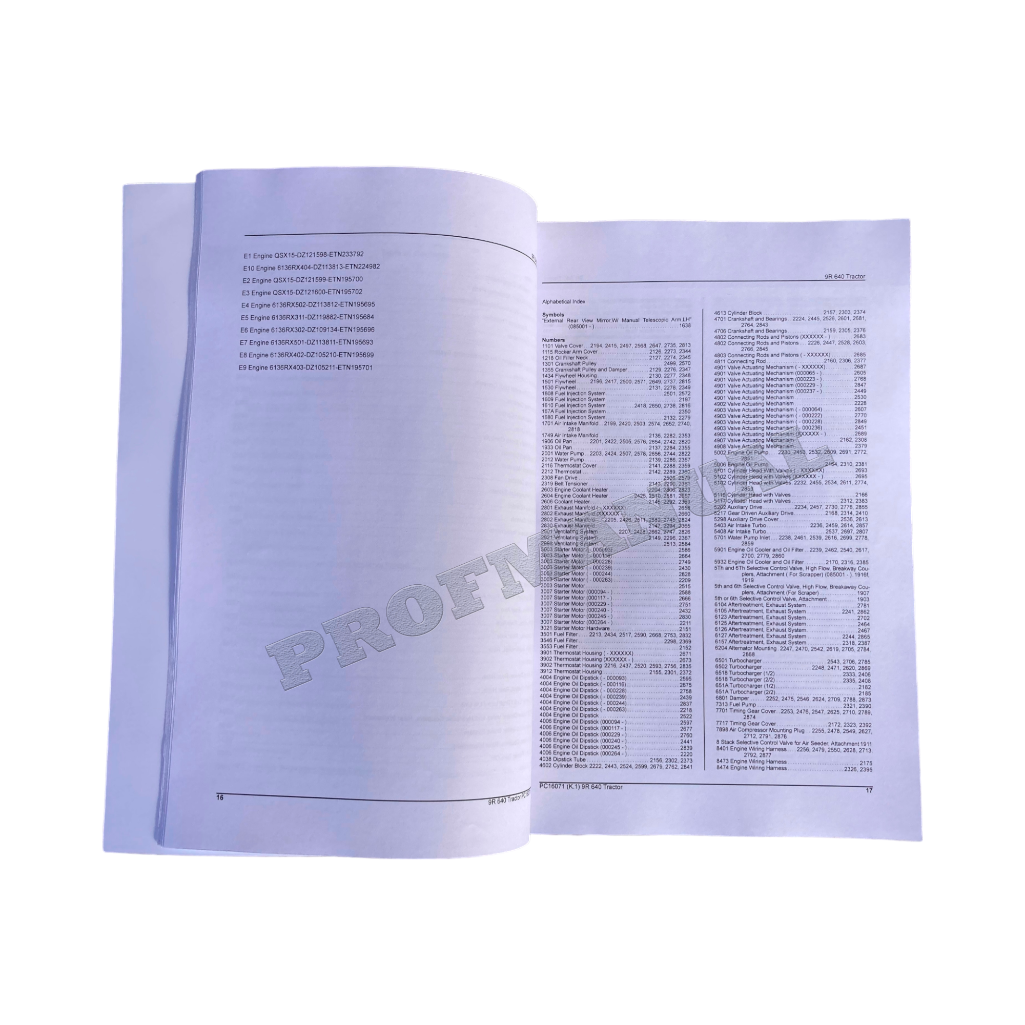 MANUAL DEL CATÁLOGO DE PIEZAS DEL TRACTOR JOHN DEERE 9R 640